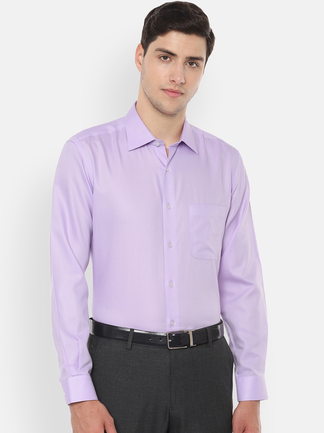 

Louis Philippe Men Purple Regular Fit Self Design Formal Shirt
