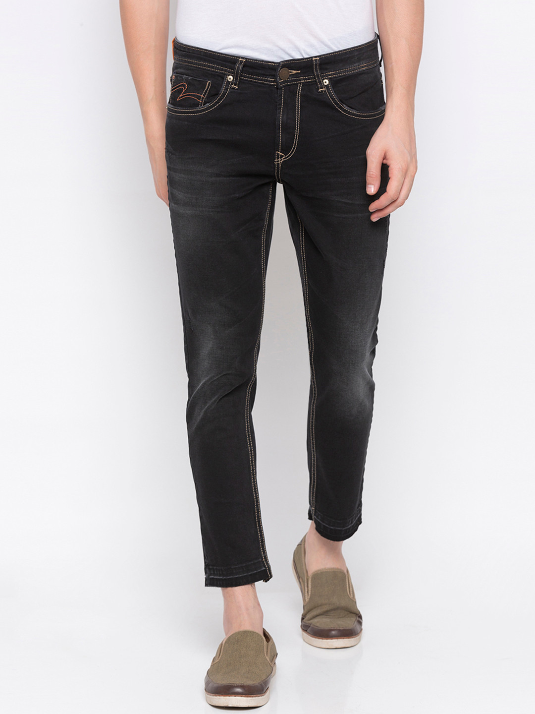 

SPYKAR Men Black Tapered Fit Mid-Rise Clean Look Jeans