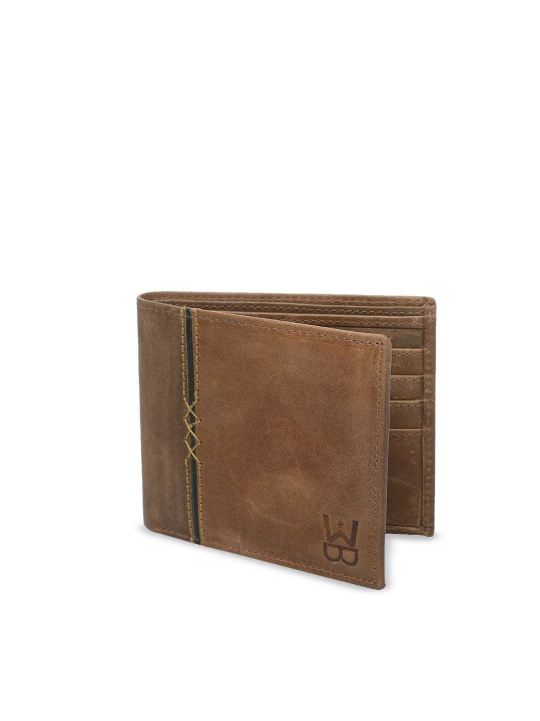 

WELBAWT Men Tan Brown Solid Leather Two Fold Wallet