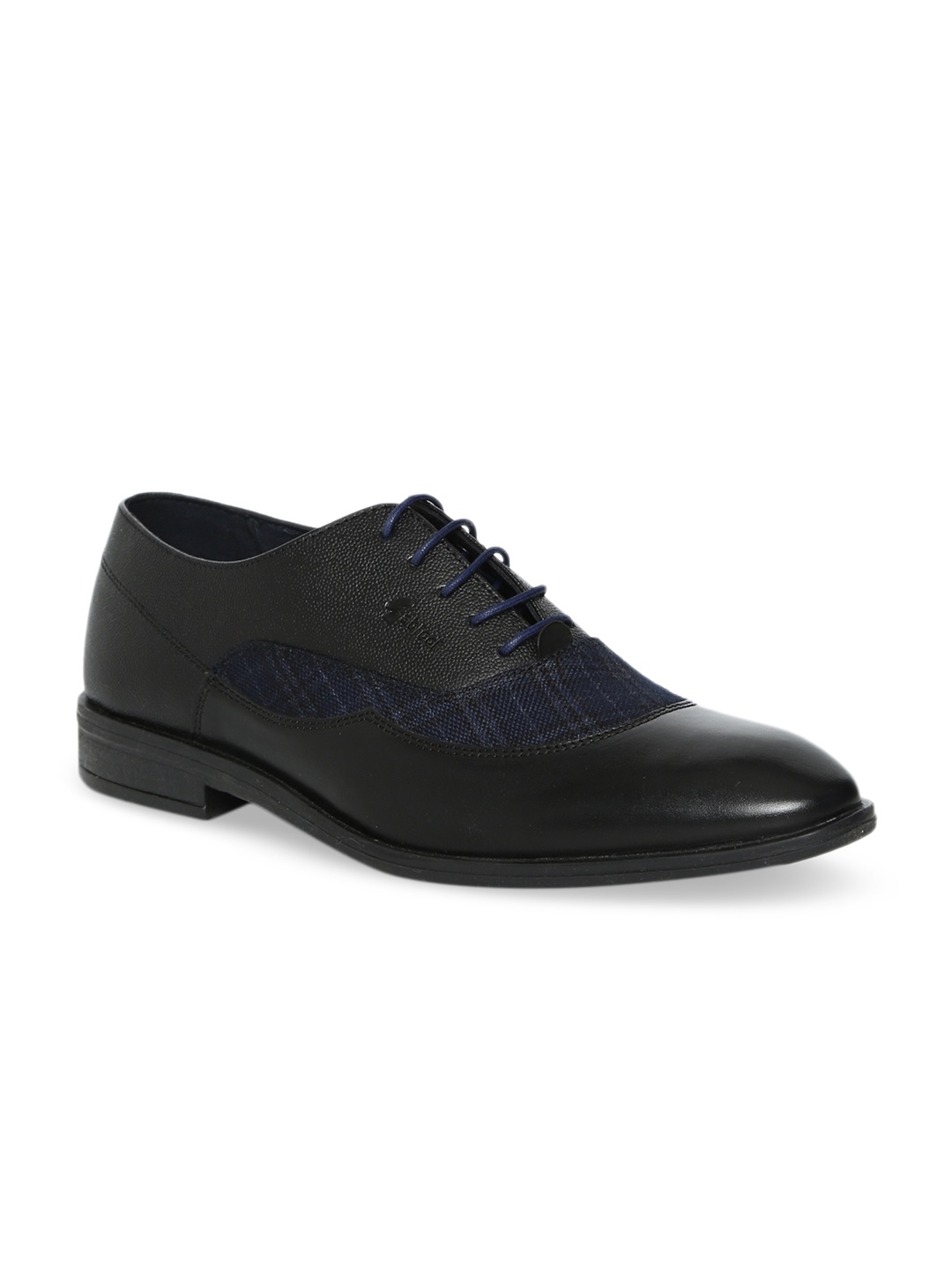 

GABICCI Men Black Solid Parker Balmoral Leather Formal Oxfords