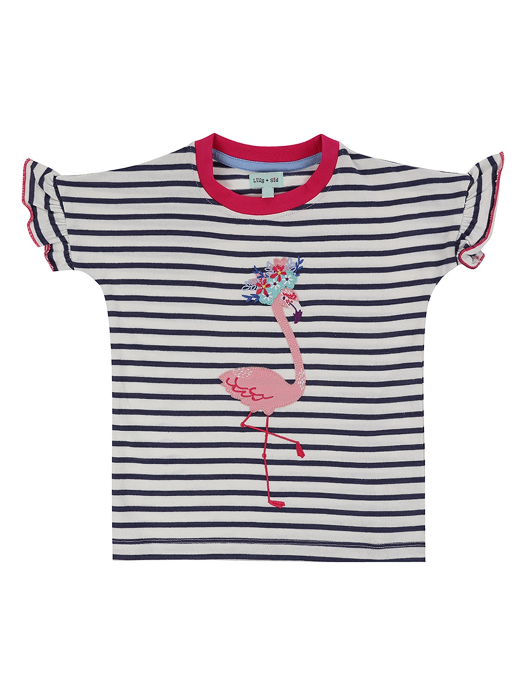 

Lilly and Sid Girls Navy Blue & White Striped Knitted Pure Cotton Top