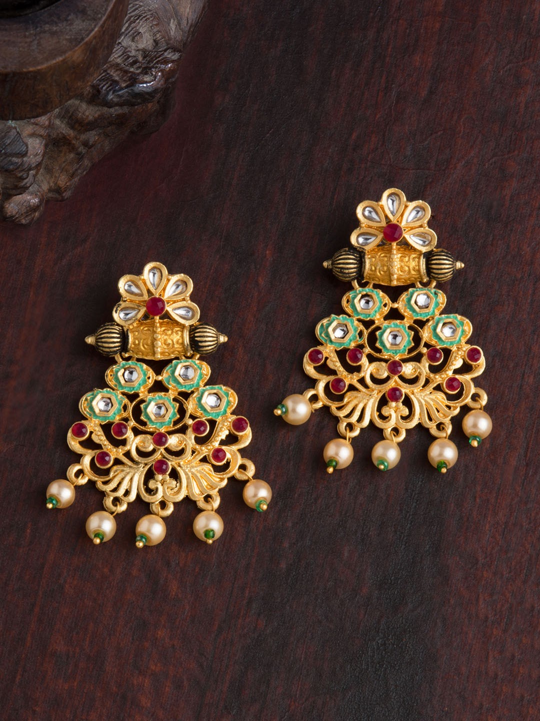

E2O Gold-Plated & Green Classic Drop Earrings