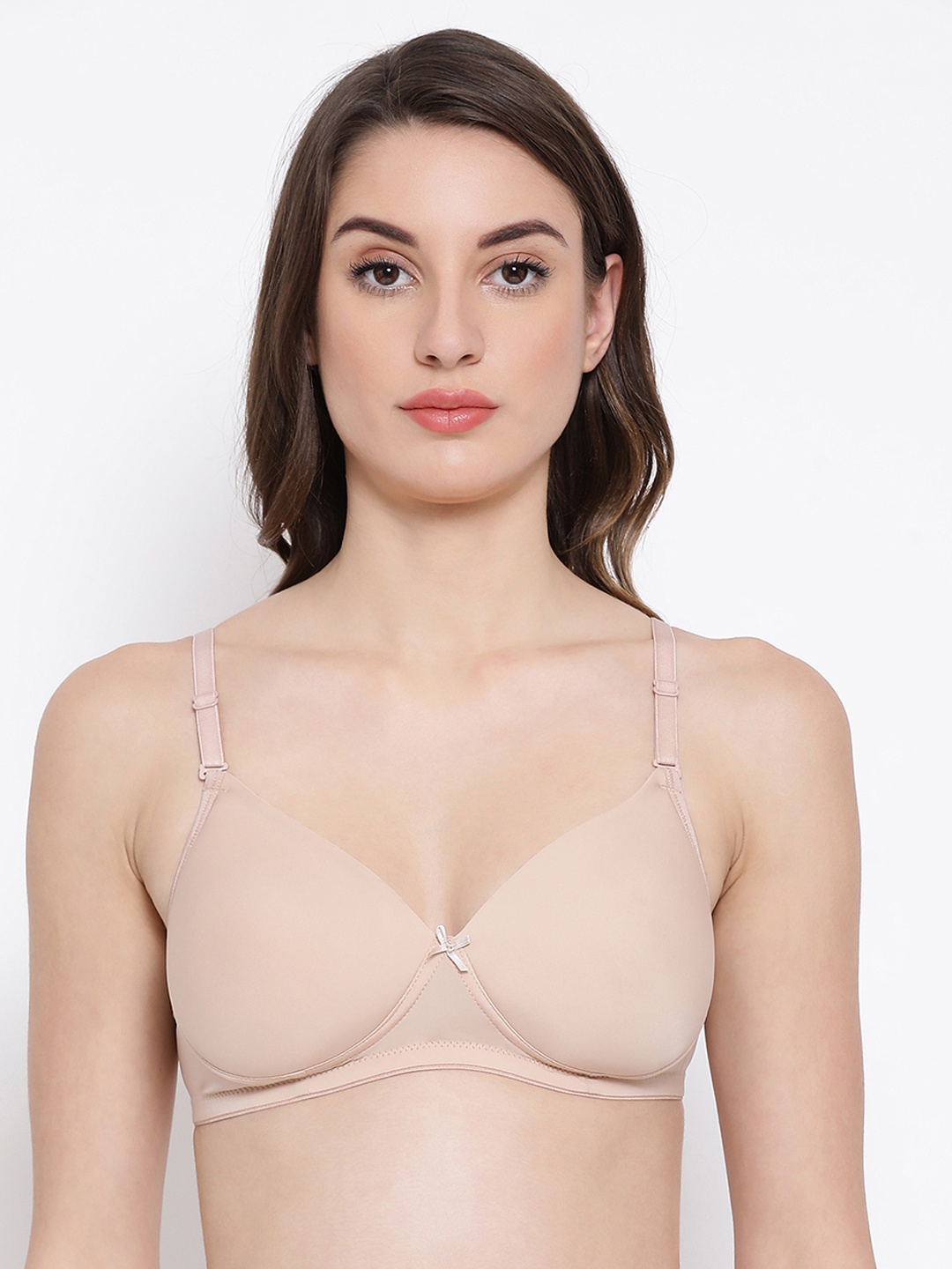 

Clovia Beige Solid Non-Wired Lightly Padded T-shirt Bra BR0738J2432B