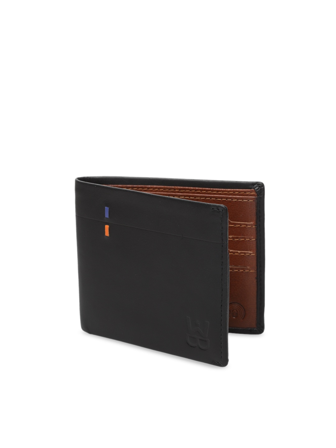 WELBAWT Men Black Solid Leather Two Fold Wallet