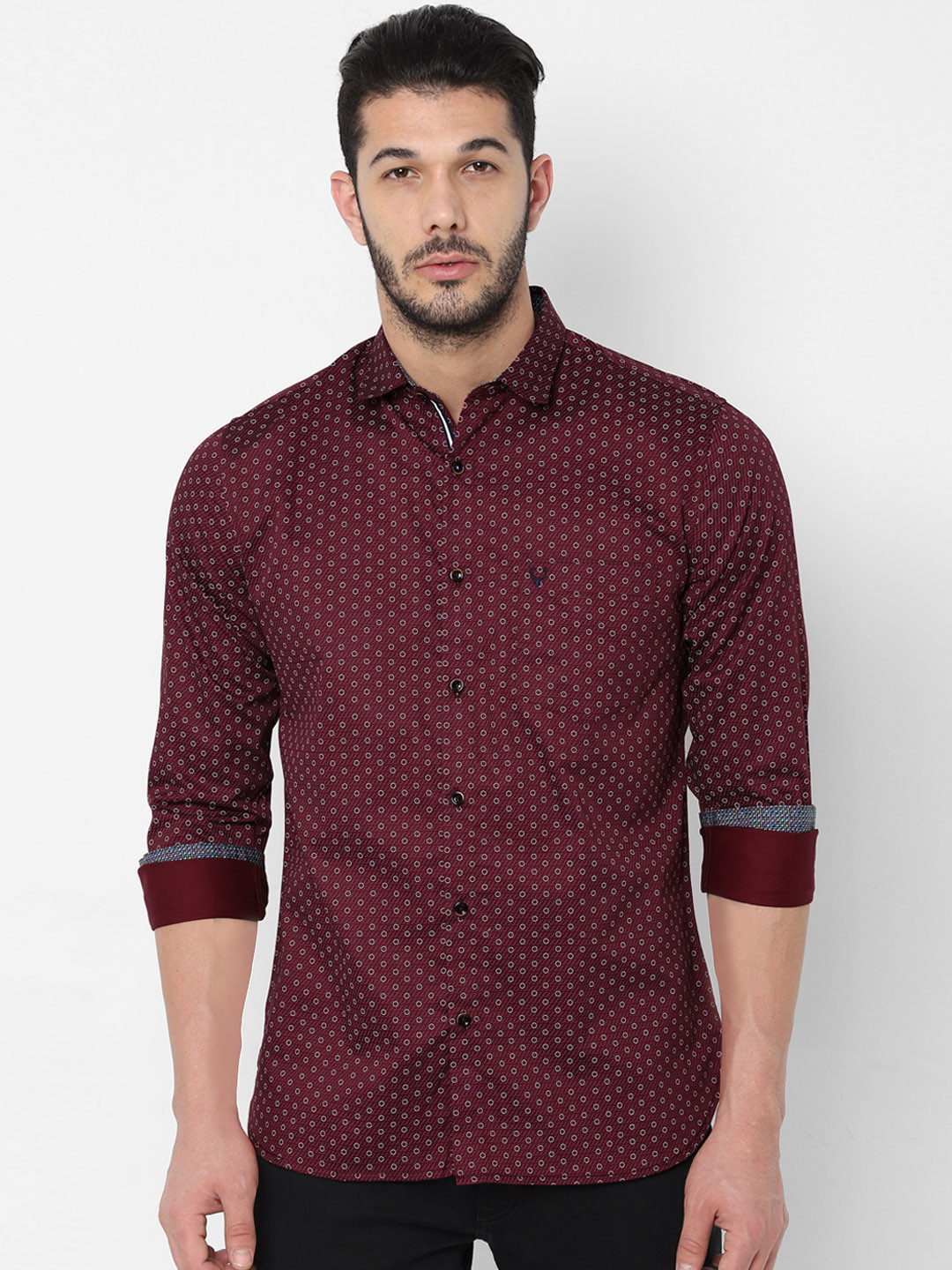 

Allen Solly Men Maroon & Off-White Slim Fit Printed Casual Shirt