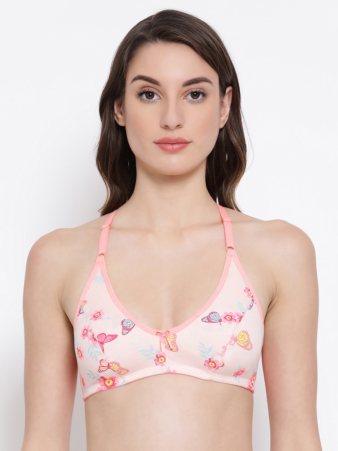 

Clovia Pink Printed Non-Wired Non Padded T-shirt Bra BR1478H223