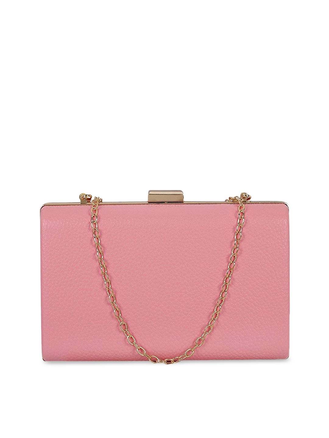 

KLEIO Peach-Coloured Embellished Box Clutch