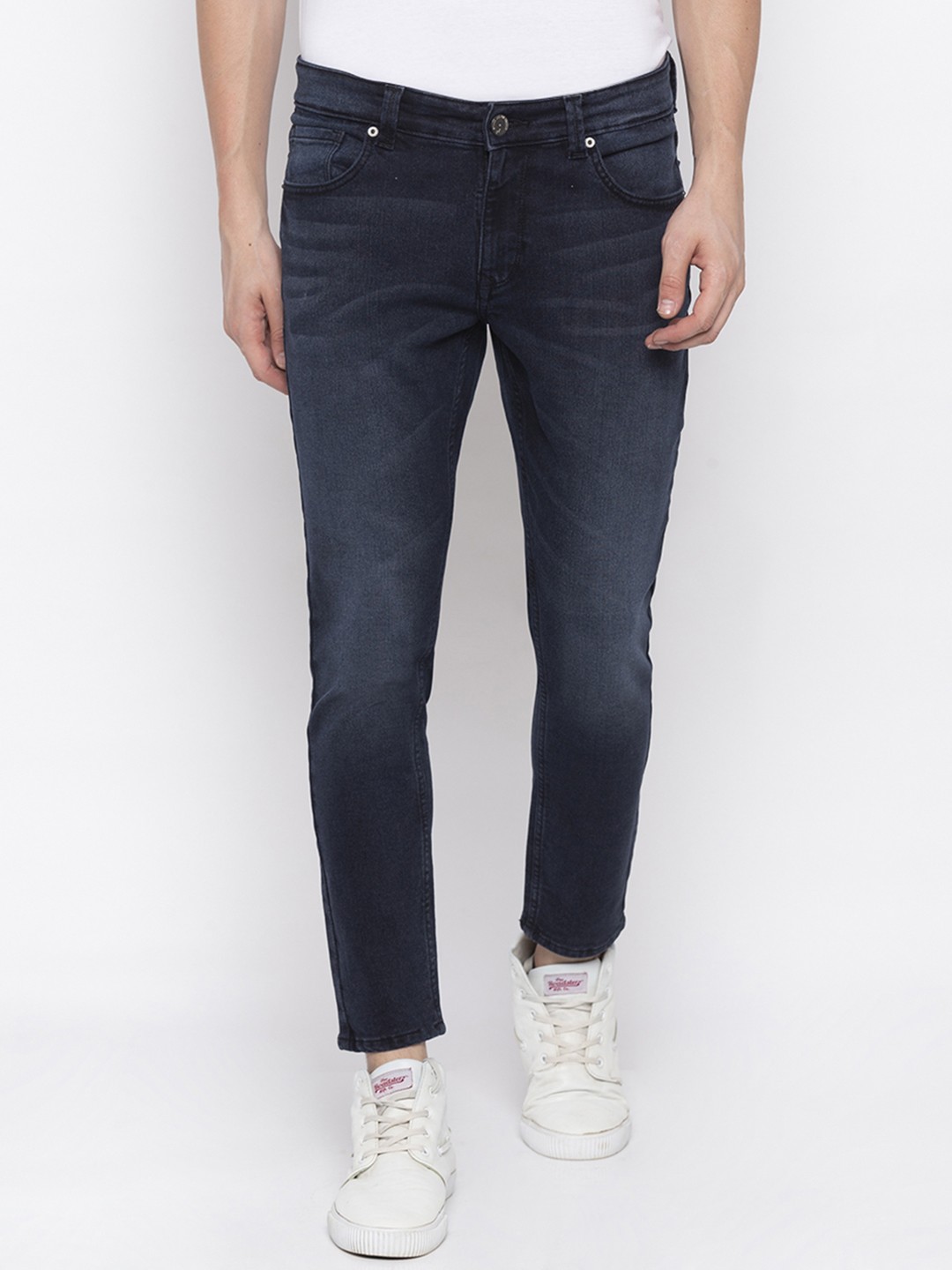 

SPYKAR Men Navy Blue Tapered Fit Mid-Rise Clean Look Jeans