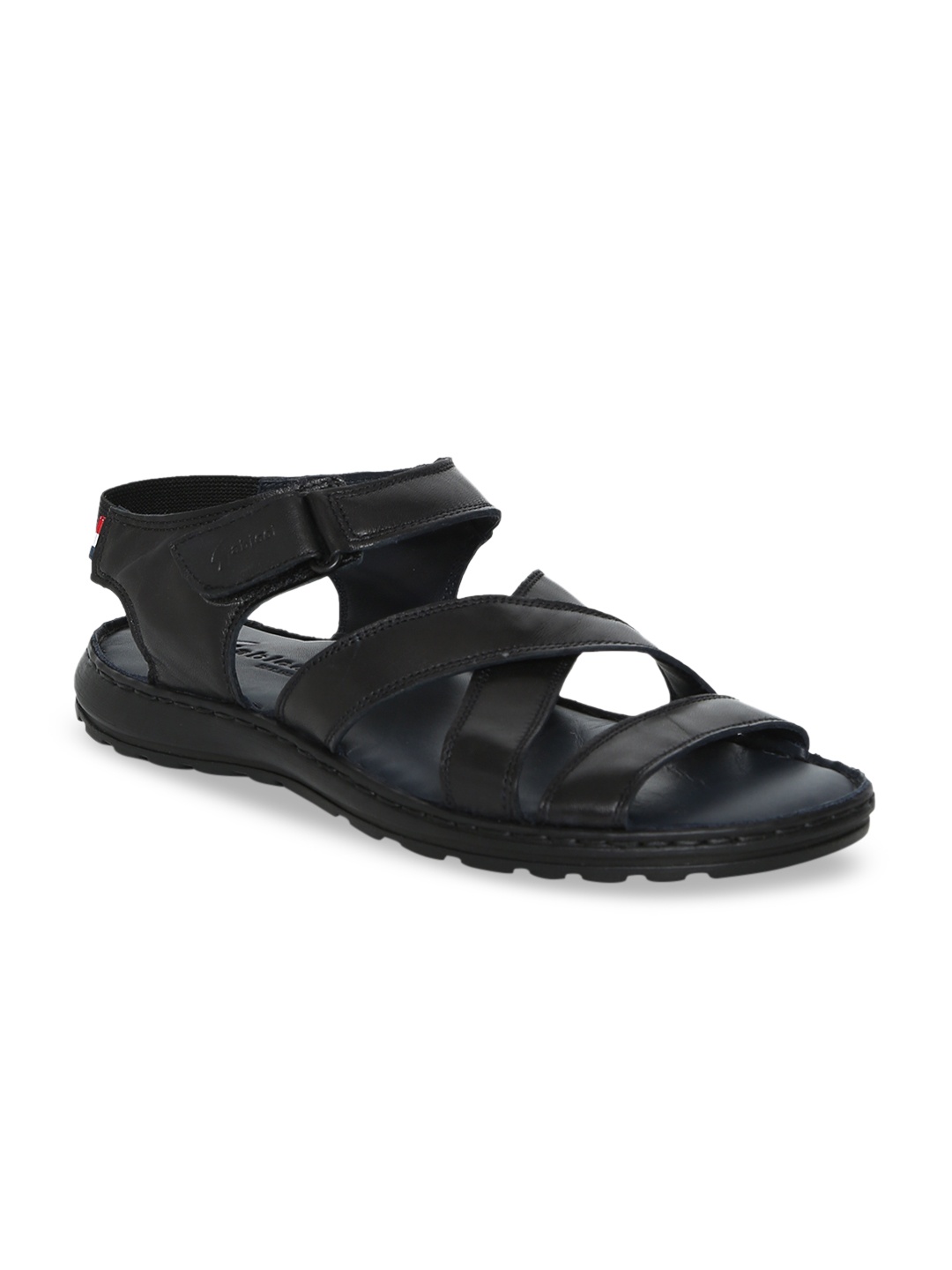 

GABICCI Men Black Leather Solid Comfort Sandals