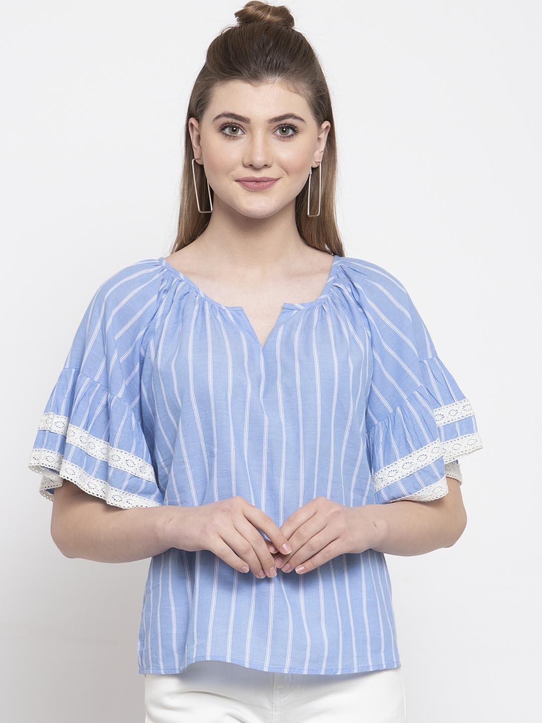 

Gipsy Women Blue & White Striped Top