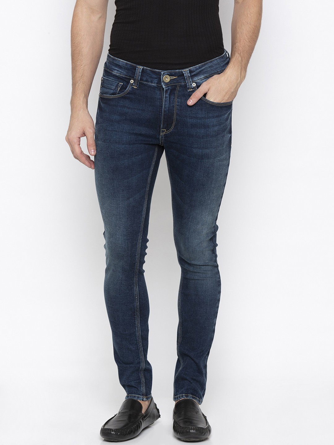

SPYKAR Men Navy Blue Super Skinny Fit Low-Rise Clean Look Jeans
