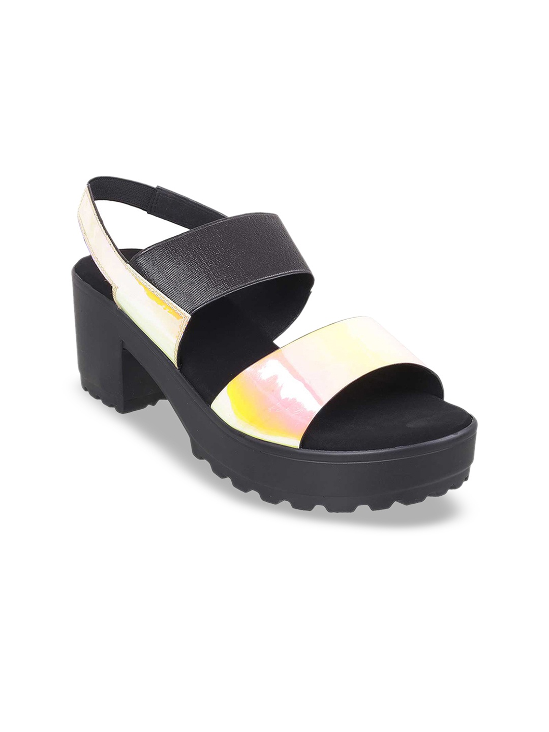 

Metro Women Orange & Black Colourblocked Heels