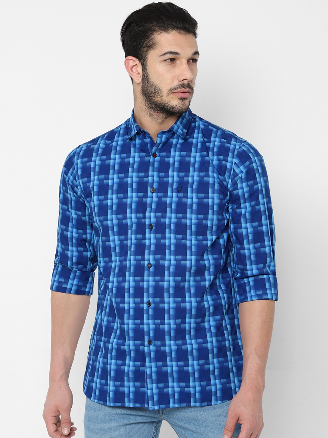 

Allen Solly Men Blue Slim Fit Printed Casual Shirt