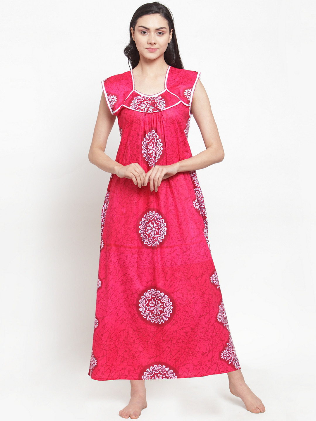 

Secret Wish Pink & White Printed Nightdress