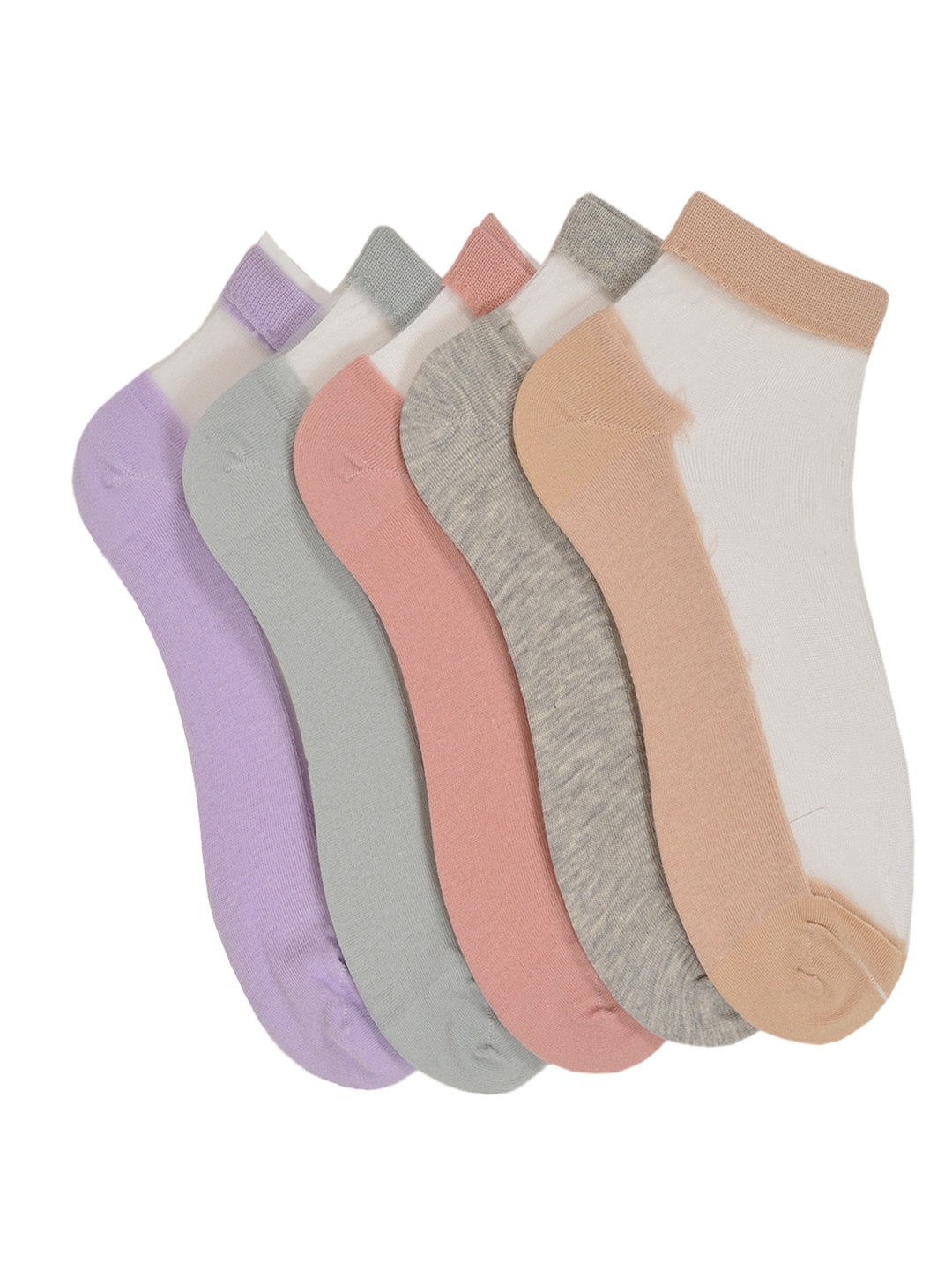 

MARC Women Pack of 5 Assorted Ankle-Length Net Socks, Multi