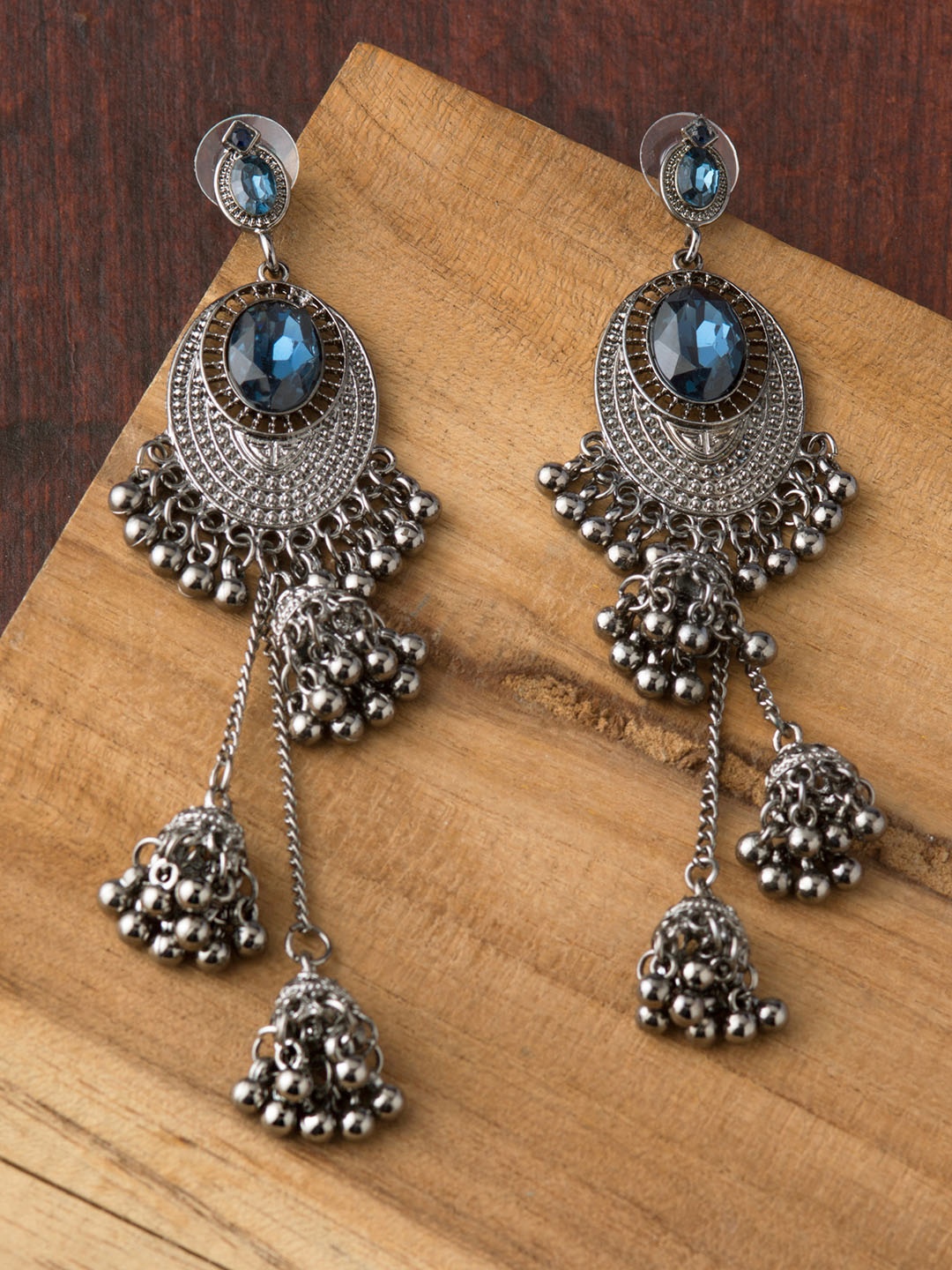 

E2O Silver-Toned Oval Drop Earrings