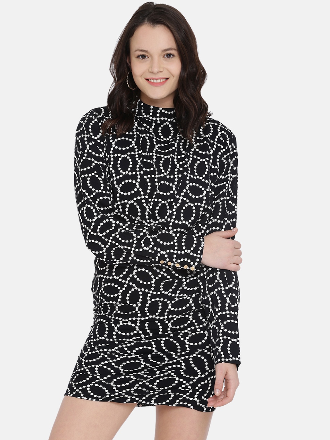 

ISU Women Black Printed Sheath Dress
