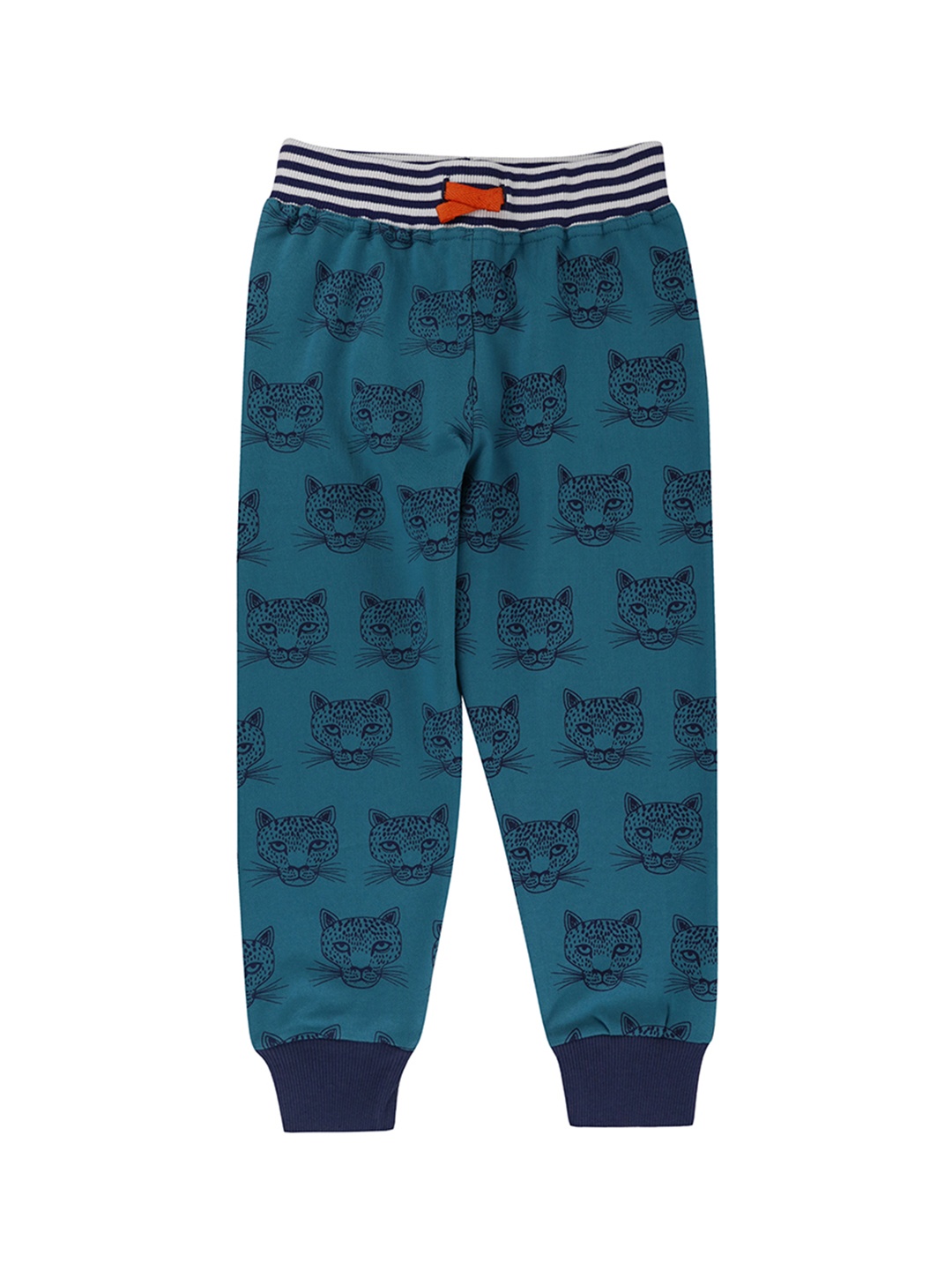 

Lilly and Sid Boys Teal Blue Smart Tapered Fit Printed Organic Cotton Joggers