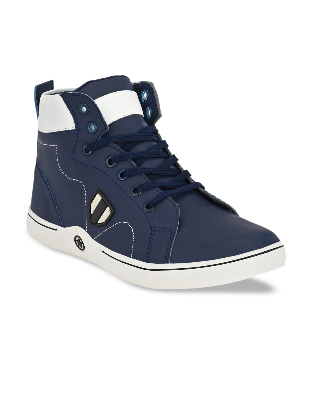 

Mactree Men Navy Blue Colourblocked Mid-Top Sneakers