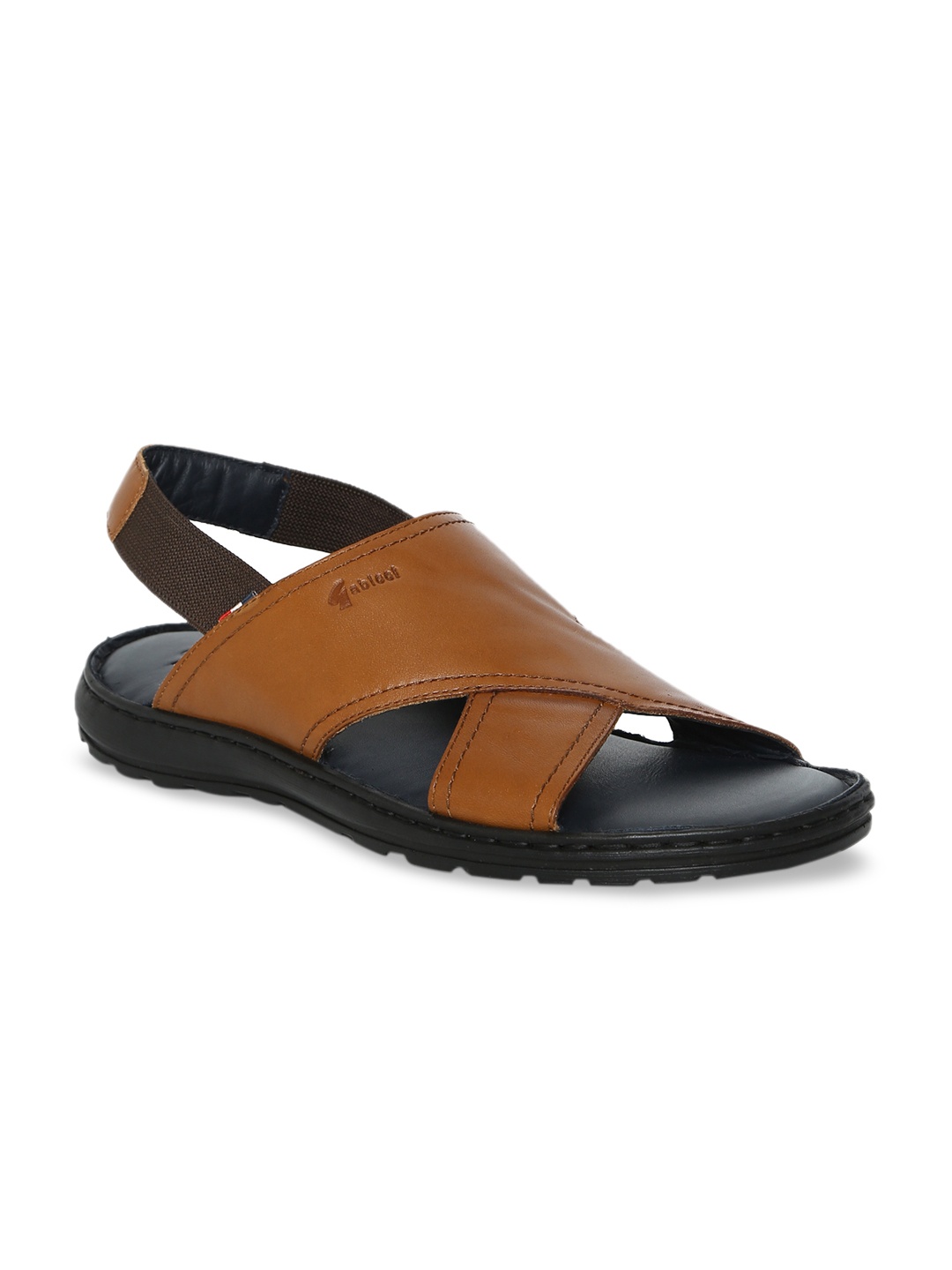 

GABICCI Men Tan Brown Leather Solid Comfort Sandals