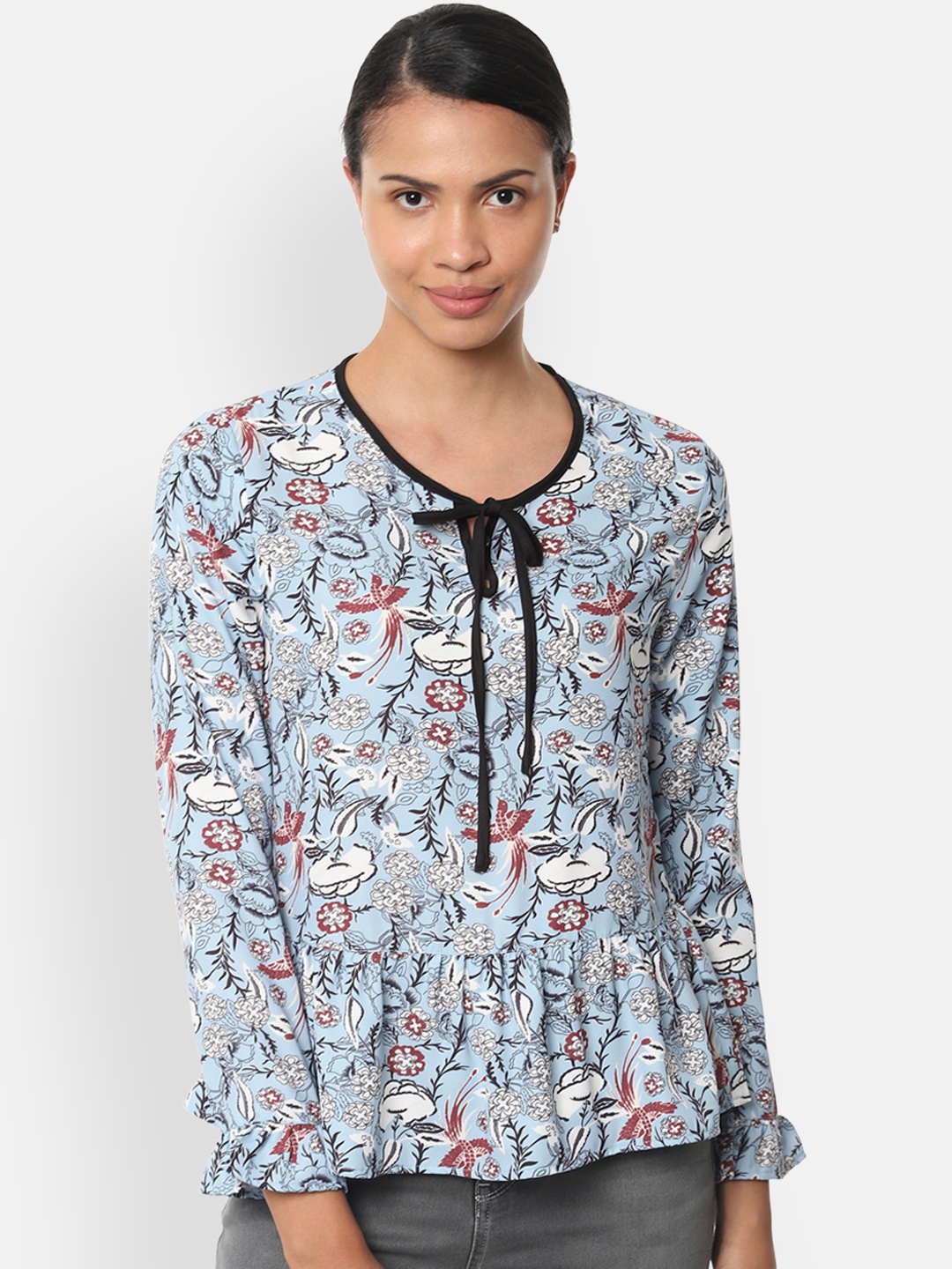 

Van Heusen Woman Blue Printed Peplum Top