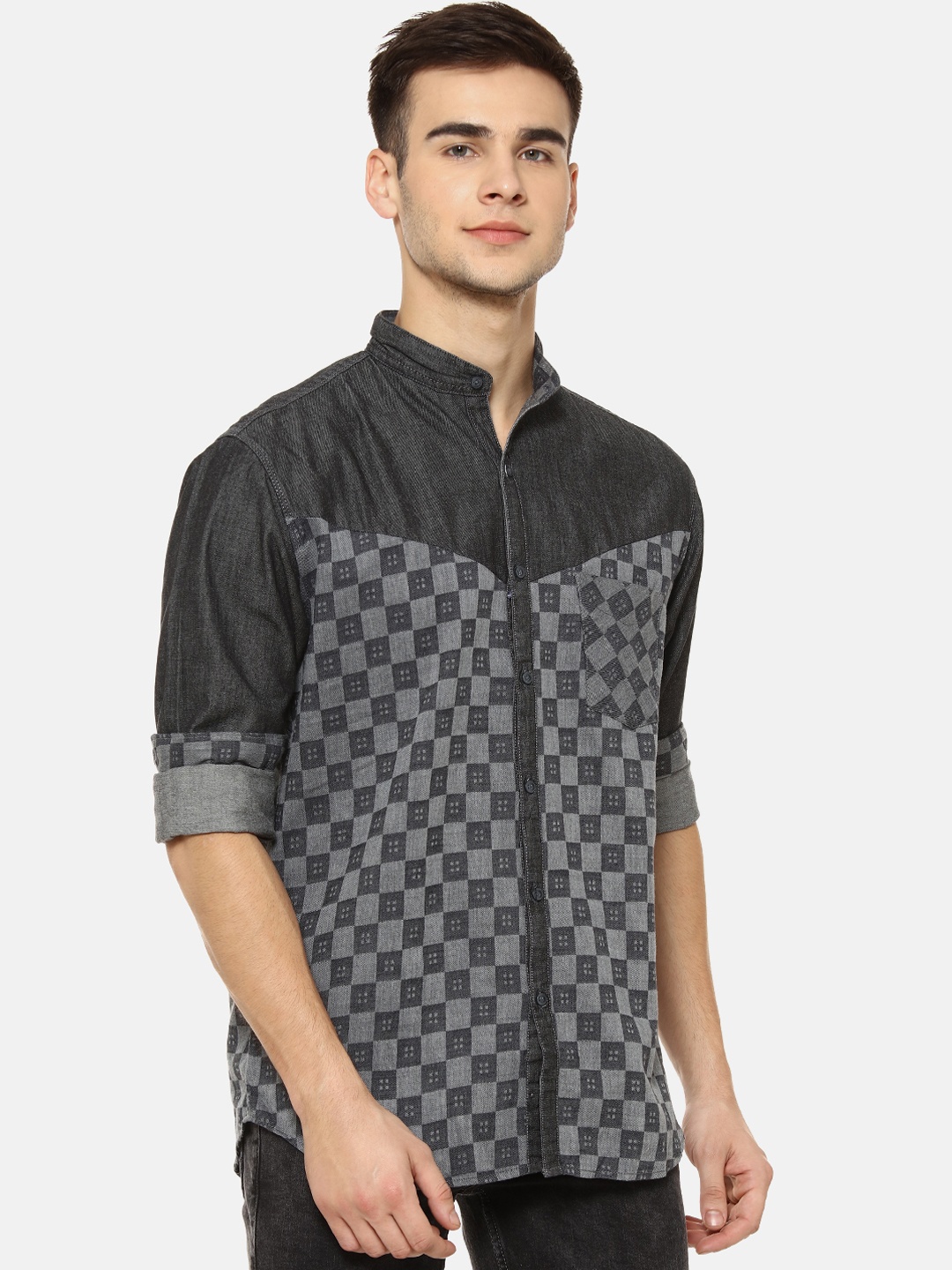 

Campus Sutra Men Charcoal Grey Regular Fit Printed Casual Shirt