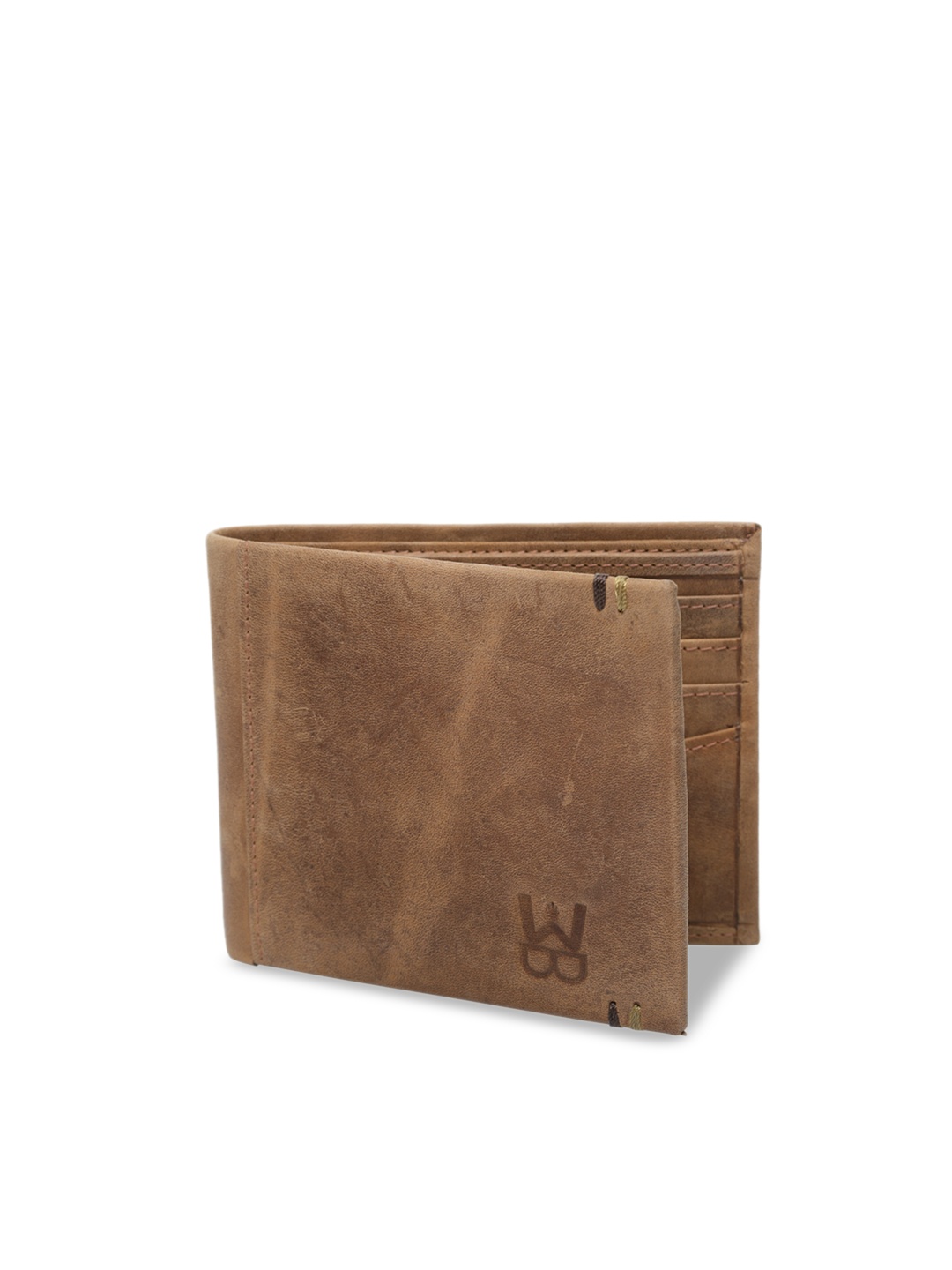 

WELBAWT Men Tan Brown Solid Leather Two Fold Wallet