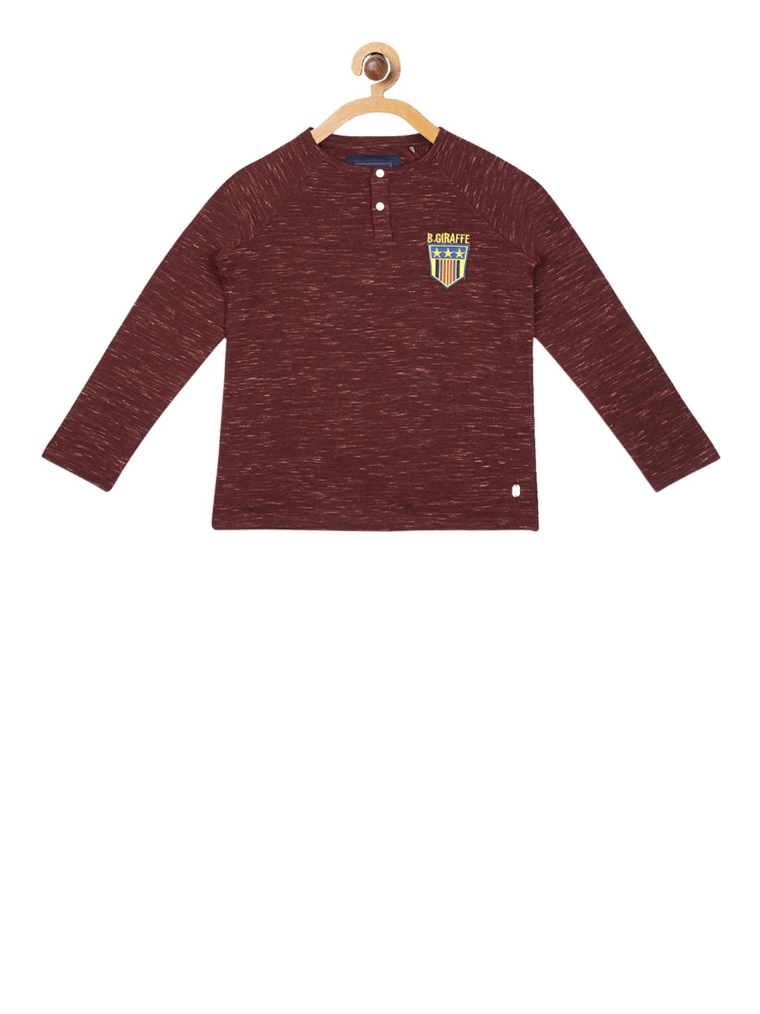 

Blue Giraffe Boys Maroon Solid Henley Neck T-shirt