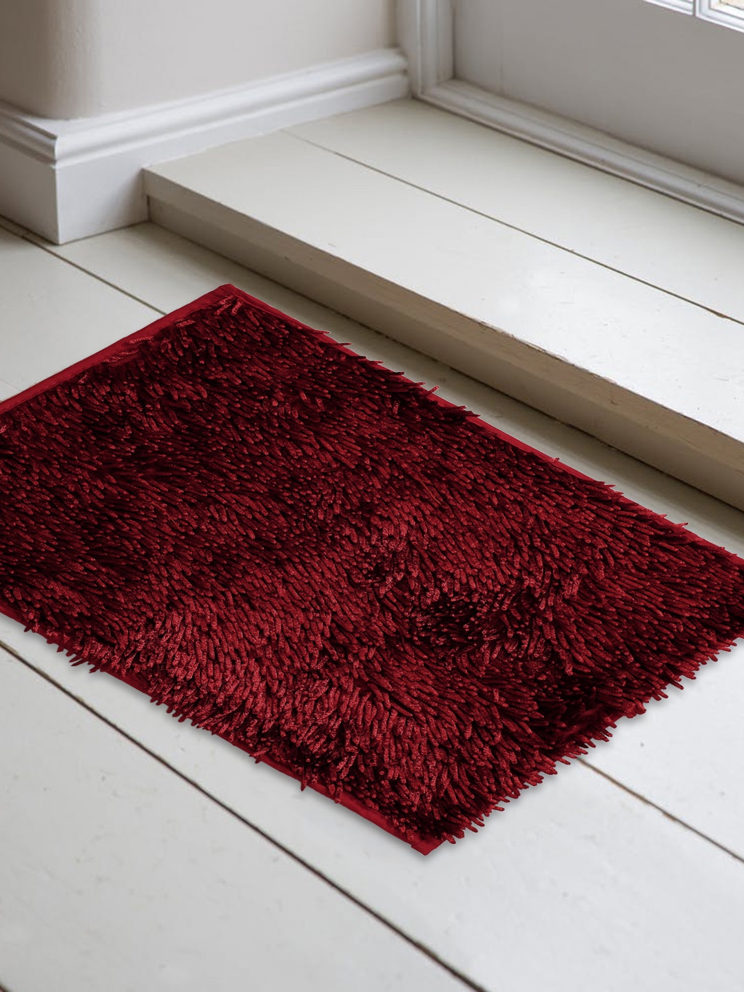 

HOSTA HOMES Maroon Solid Anti-Skid Doormat