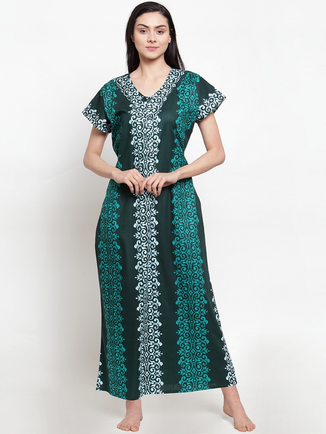 

Secret Wish Green Printed Nightdress NT-E190-782