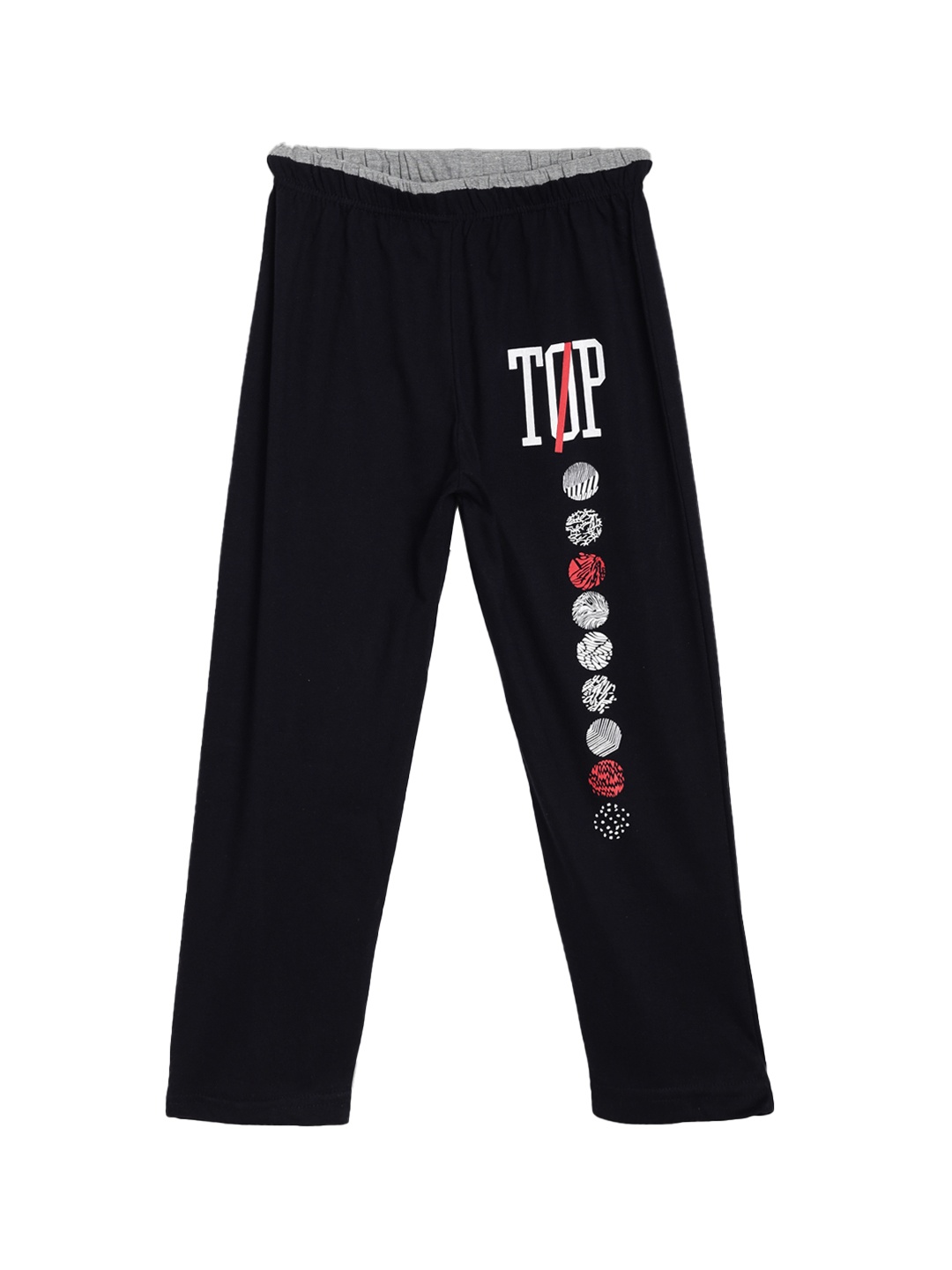 SWEET ANGEL Girls Black Printed Straight-Fit Track Pants