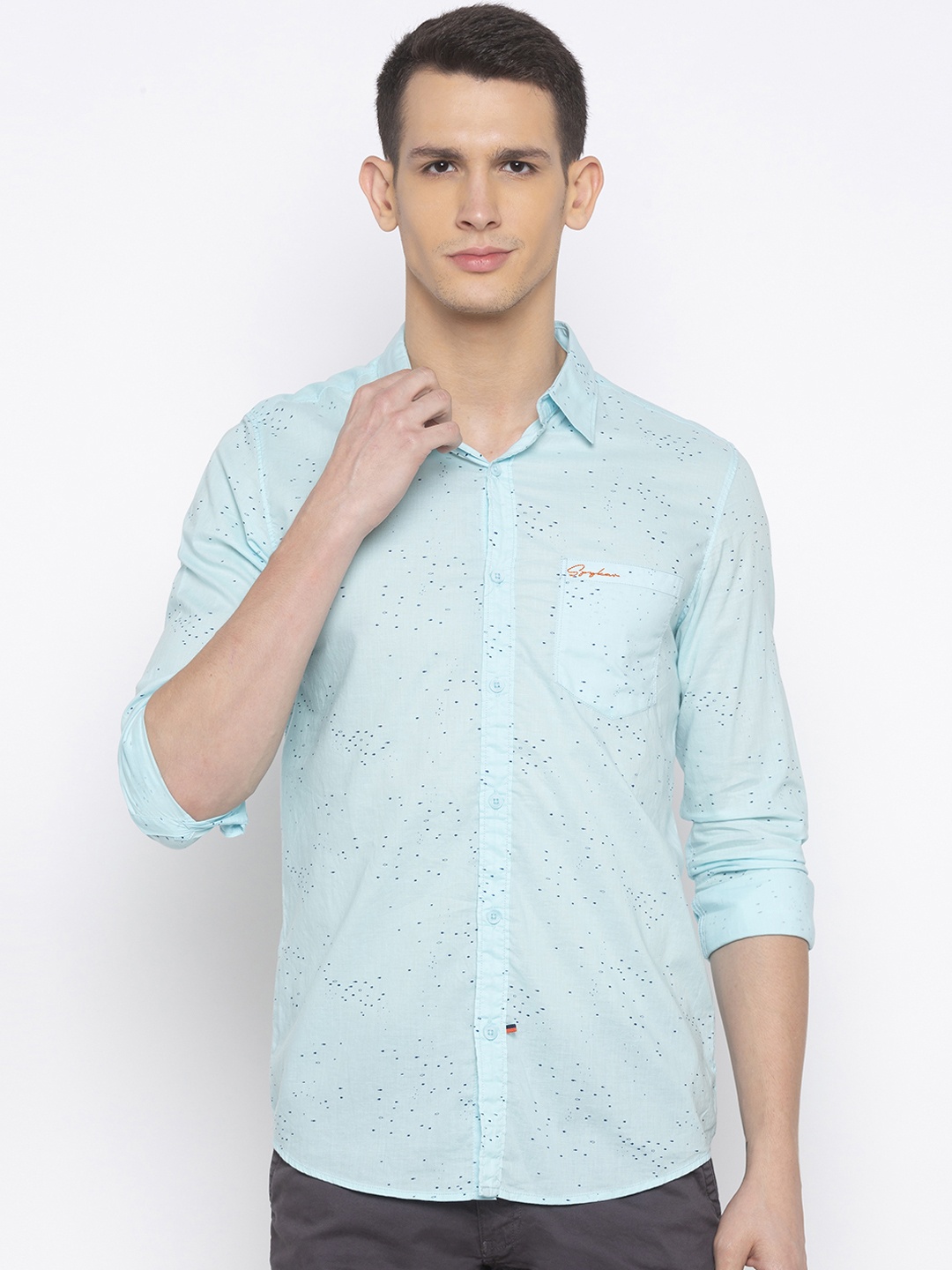 

SPYKAR Men Blue Slim Fit Printed Casual Shirt
