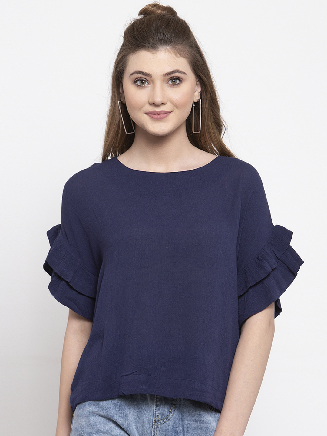 

Gipsy Women Navy Blue Solid Top