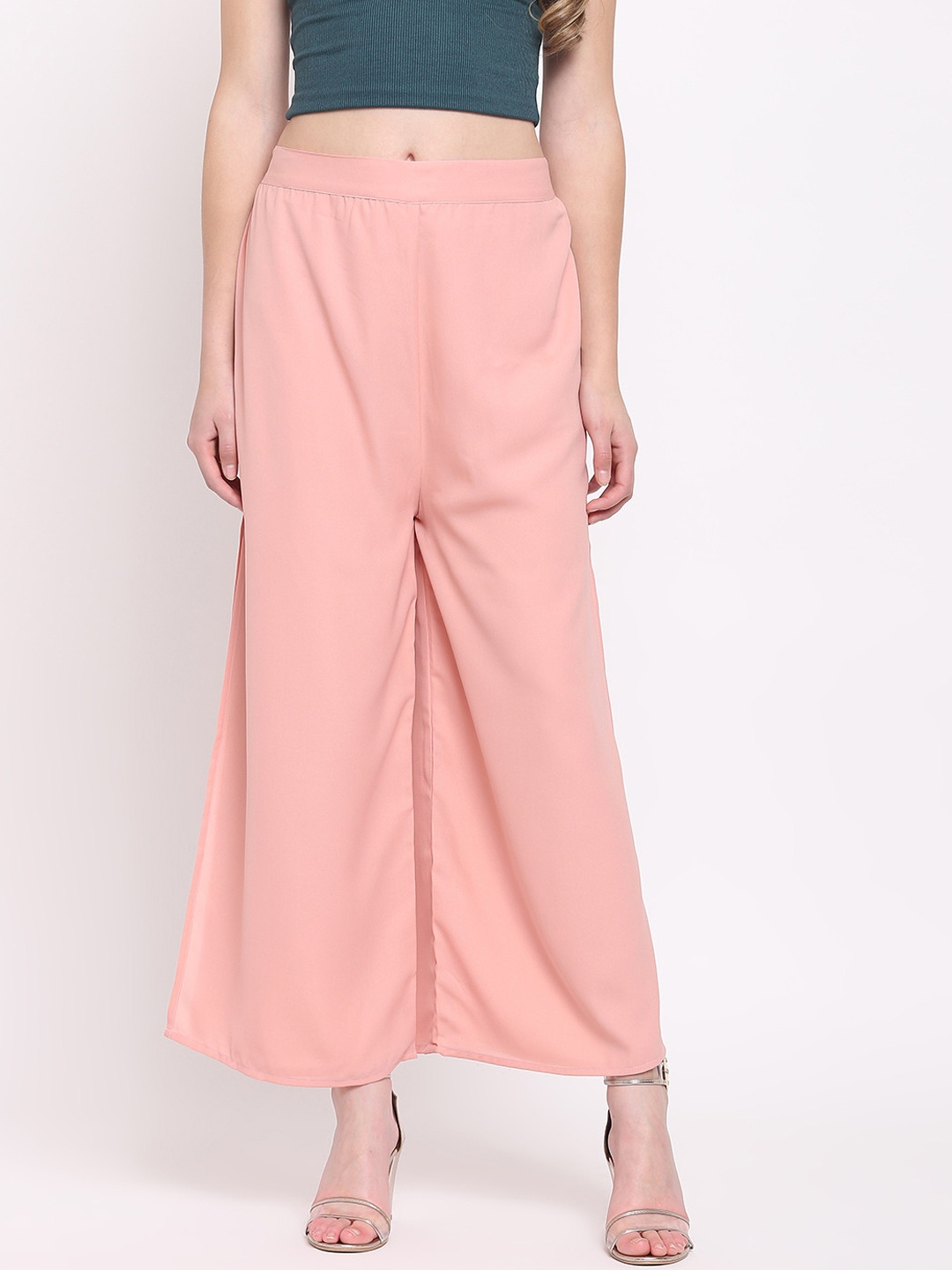 

RIVI Women Peach-Coloured Solid Straight Palazzos