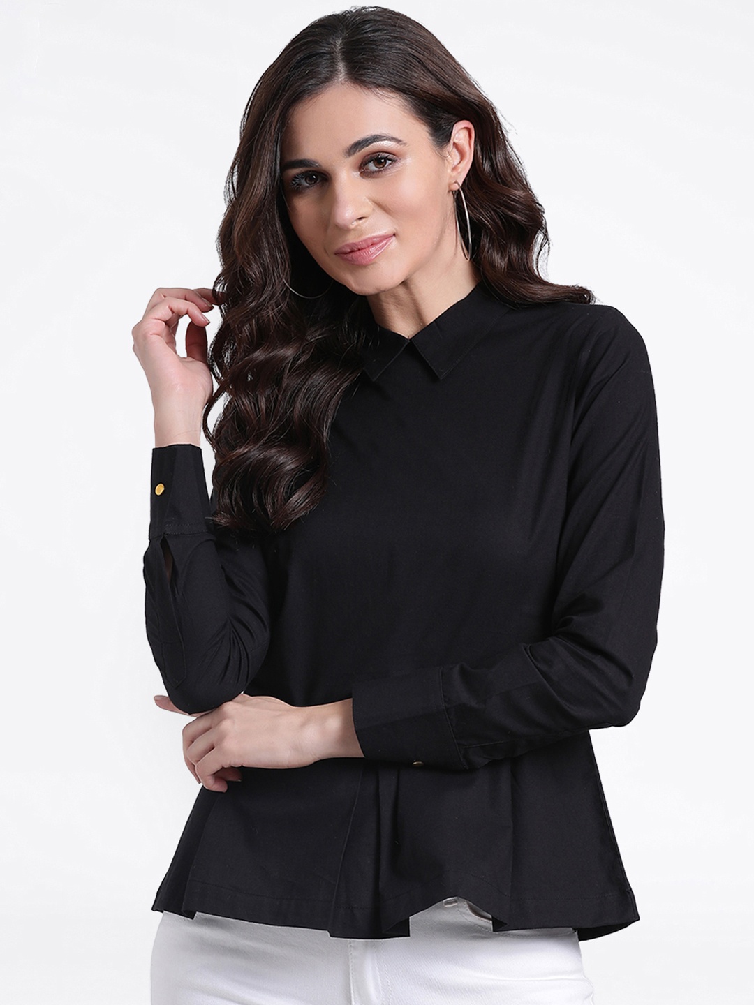 

Aayna Women Black Relaxed Regular Fit Solid Casual Shirt