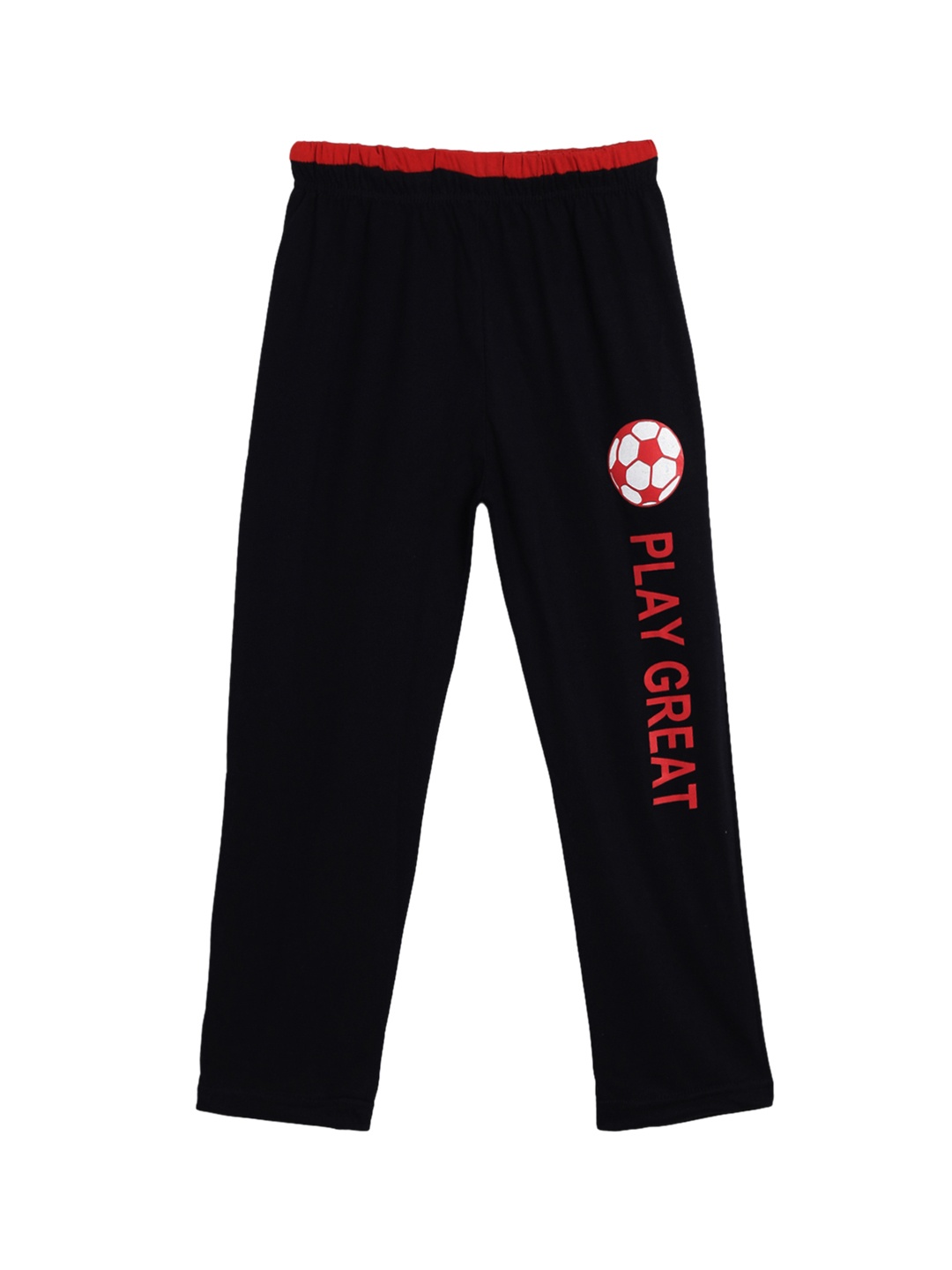 SWEET ANGEL Boys Black Printed Straight-Fit Track Pants