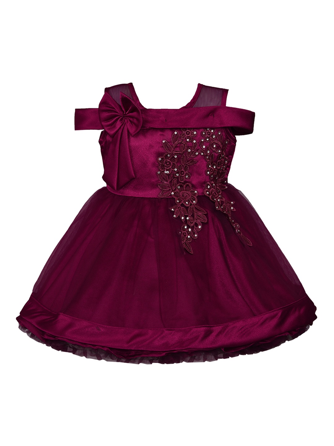 

Wish Karo Girls Burgundy Embellished Fit and Flare Dress