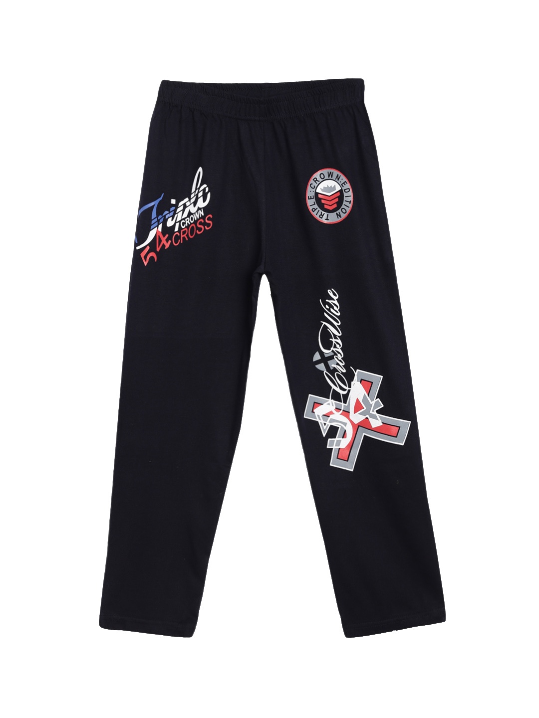 

SWEET ANGEL Boys Black Printed Straight-Fit Track Pants