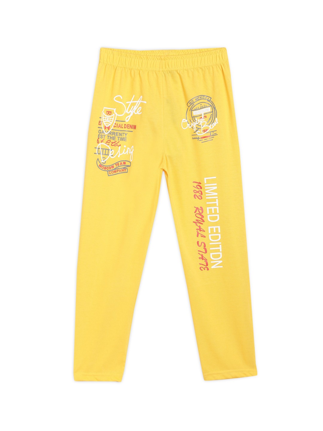 

SWEET ANGEL Girls Yellow Limited Edition Printed Straight-Fit Track Pants
