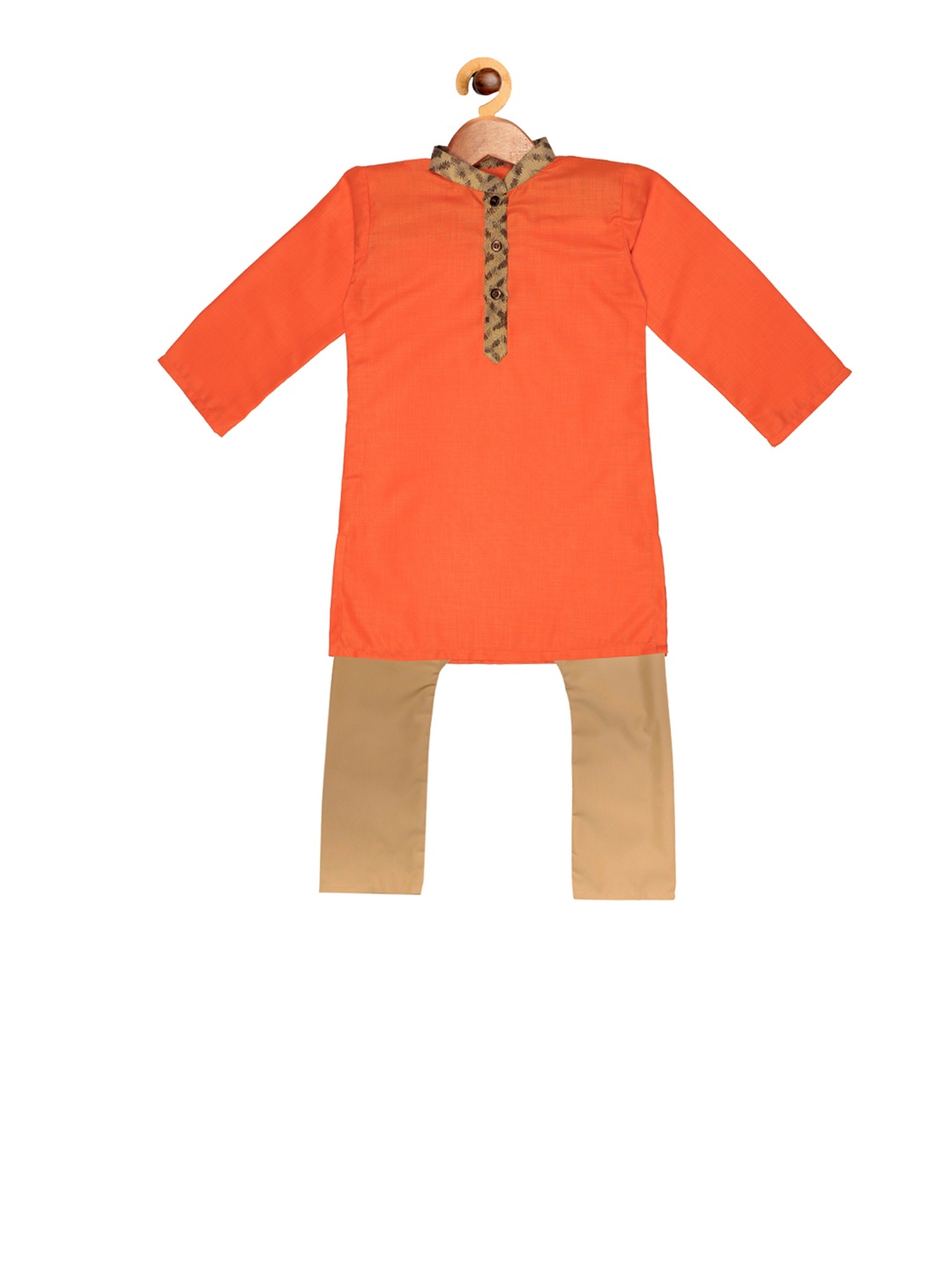 

SOULFULLY INDIAN Boys Orange & Beige Printed Kurta with Pyjamas