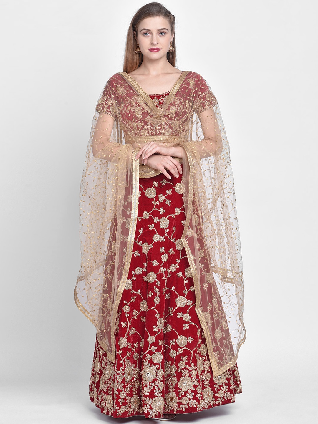 

Dupatta Bazaar Gold-Coloured Embroidered Dupatta