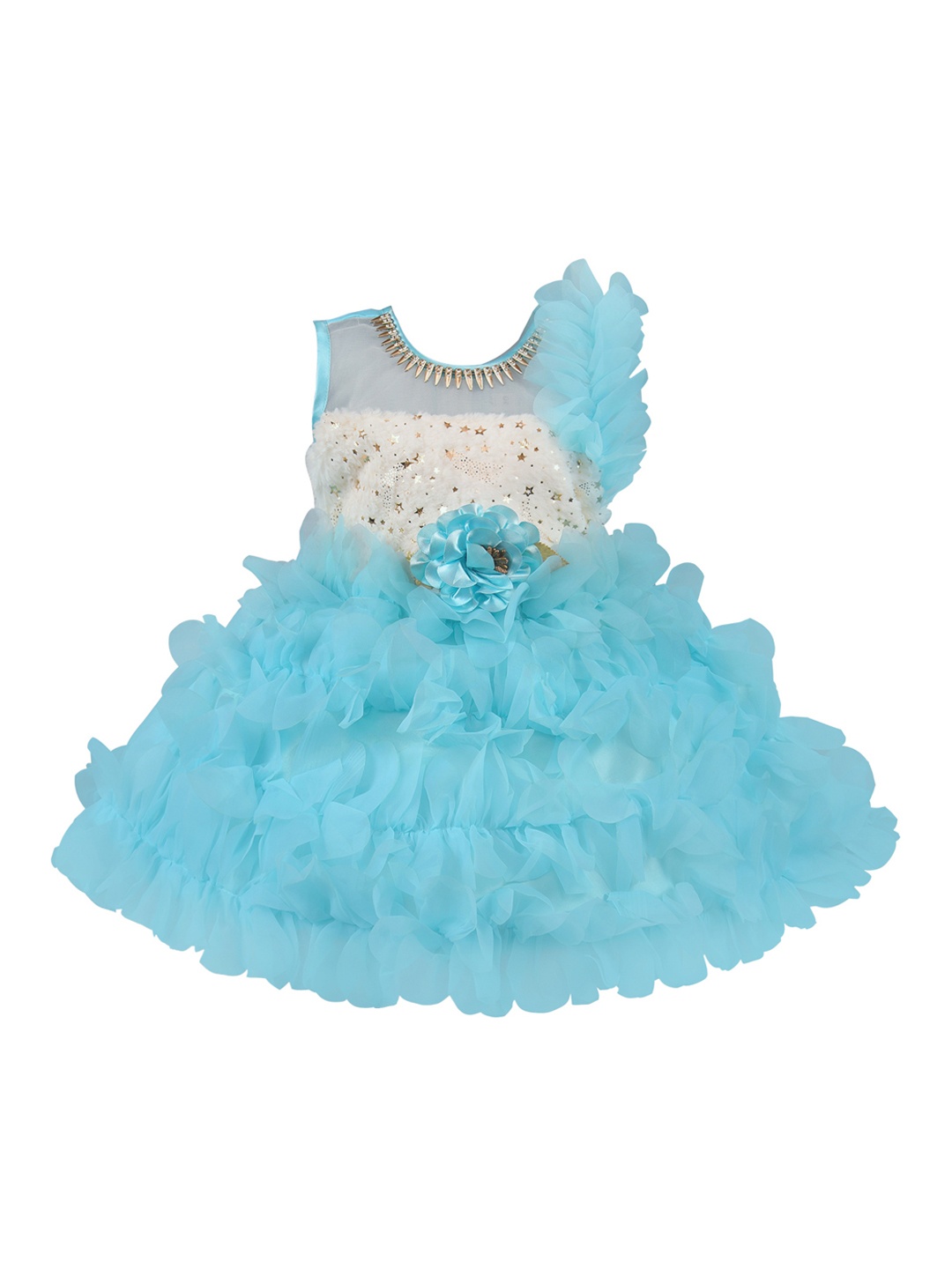 

Wish Karo Girls Blue Embellished Fit and Flare Dress