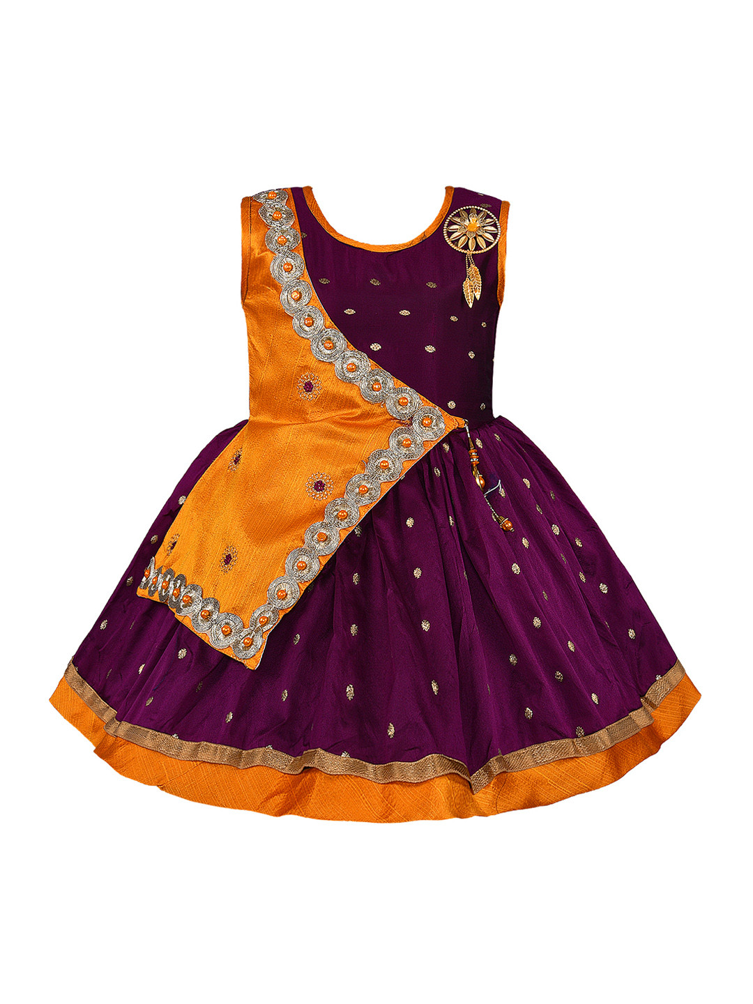

Wish Karo Girls Orange Embellished Wrap Dress
