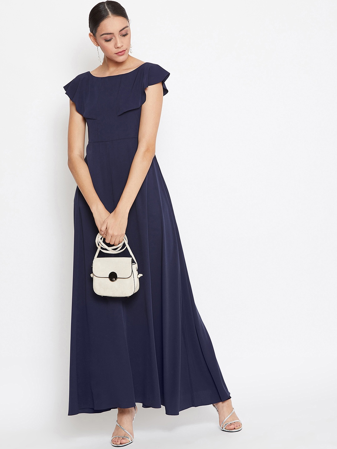 

Uptownie Lite Women Navy Blue Solid Maxi Dress