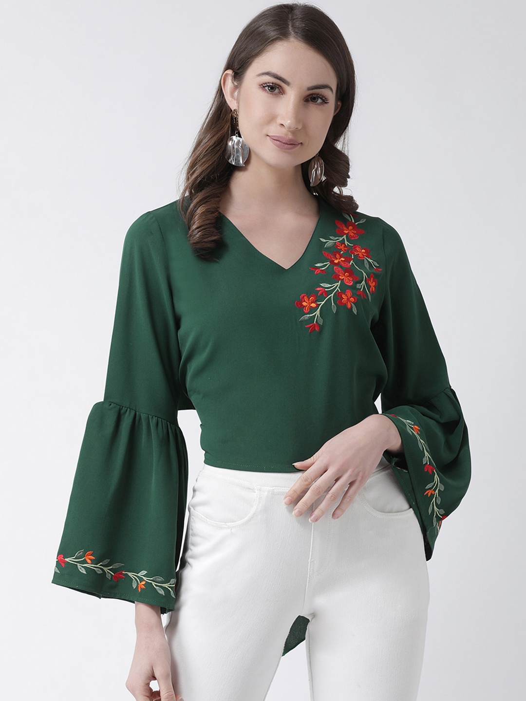 

KASSUALLY Women Green Solid Top