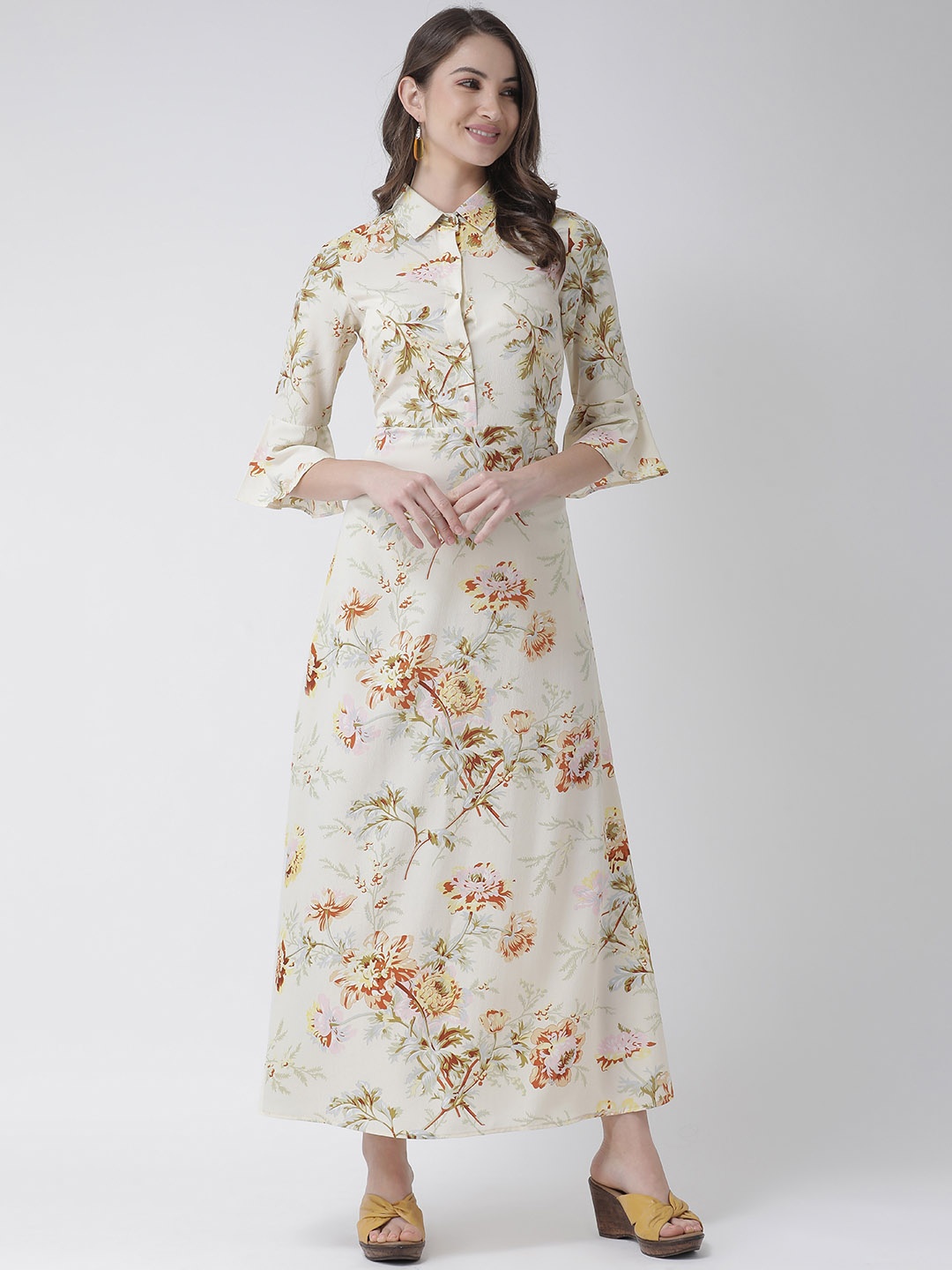 

KASSUALLY Women Yellow Printed Shirt Dress