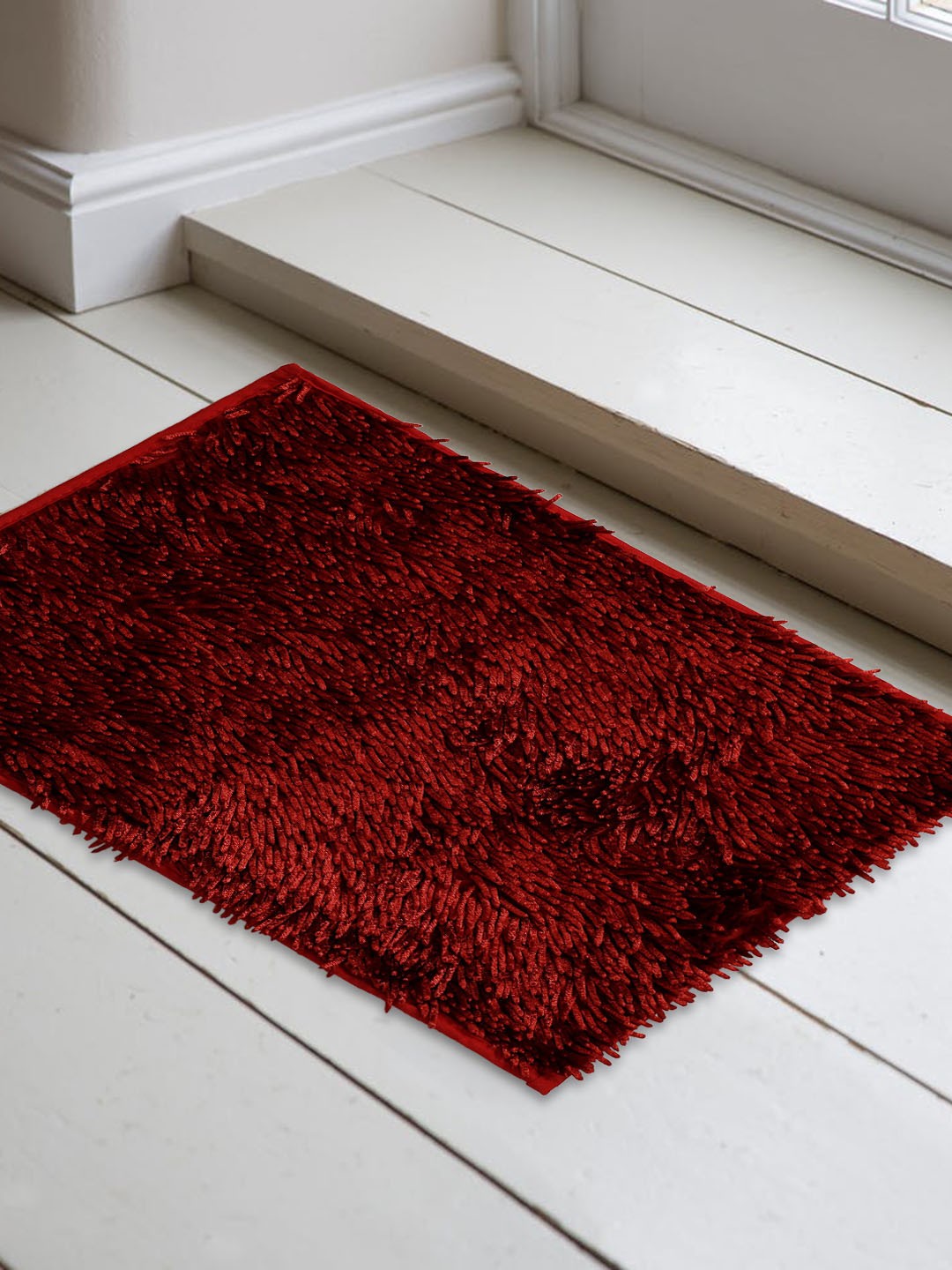 

HOSTA HOMES Red Solid Anti-Skid Doormat