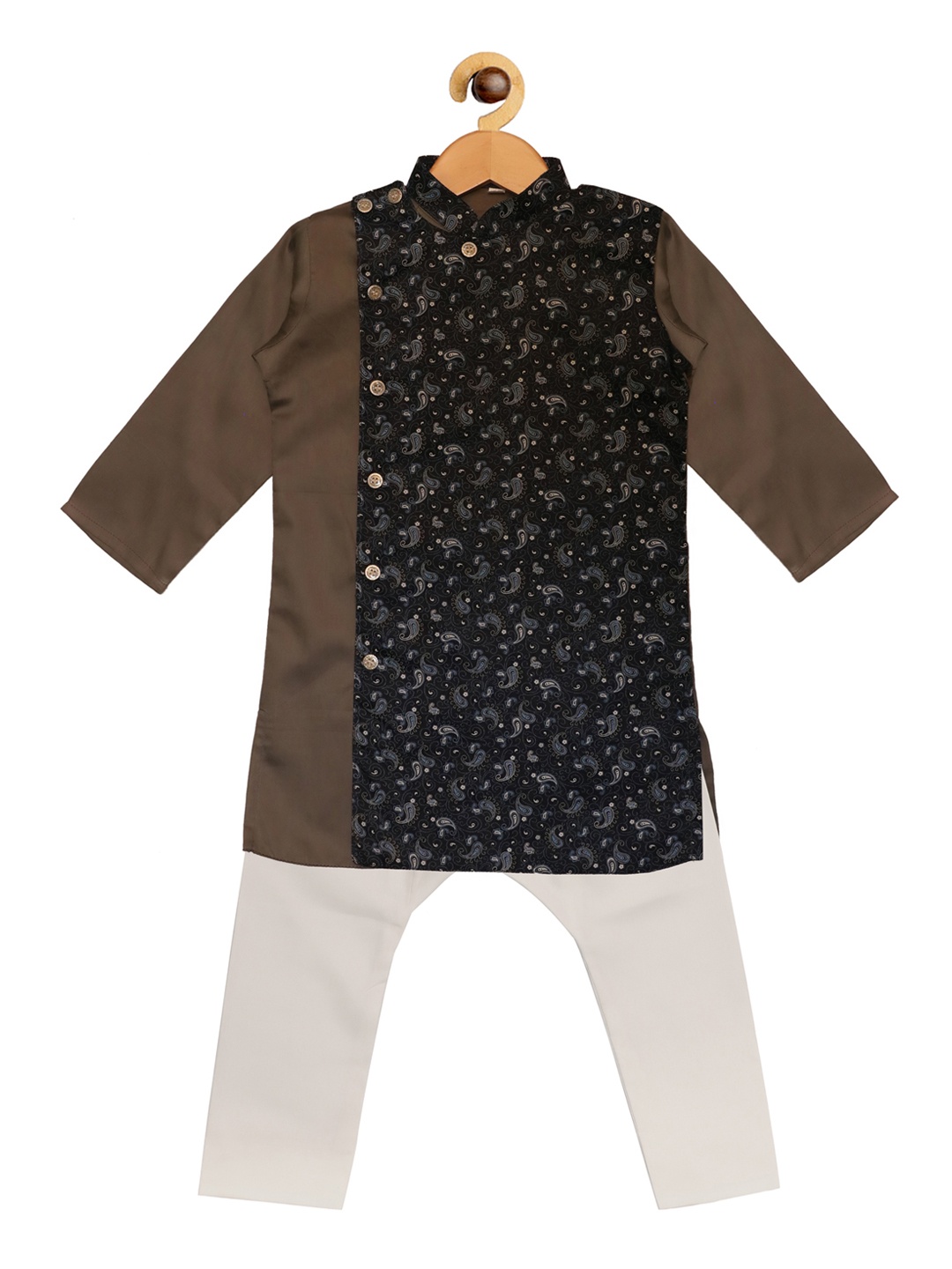 

SOULFULLY INDIAN Boys Blue & Brown Printed Kurta with Pyjamas