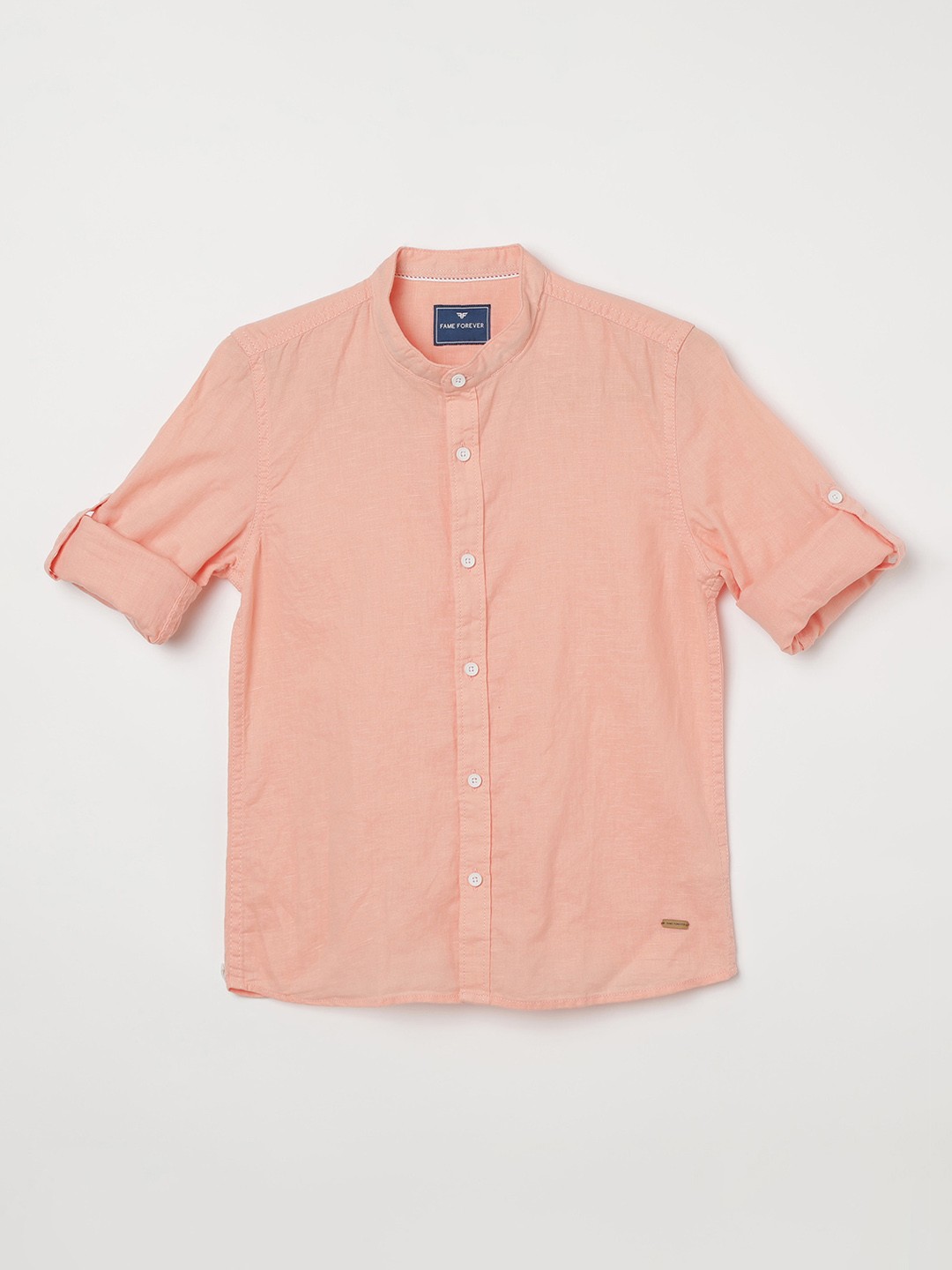 

Fame Forever by Lifestyle Boys Coral Pink Slim Fit Solid Casual Shirt