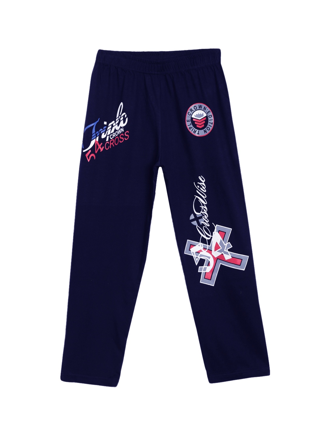 

SWEET ANGEL Boys Navy Blue Printed Straight-Fit Track Pants